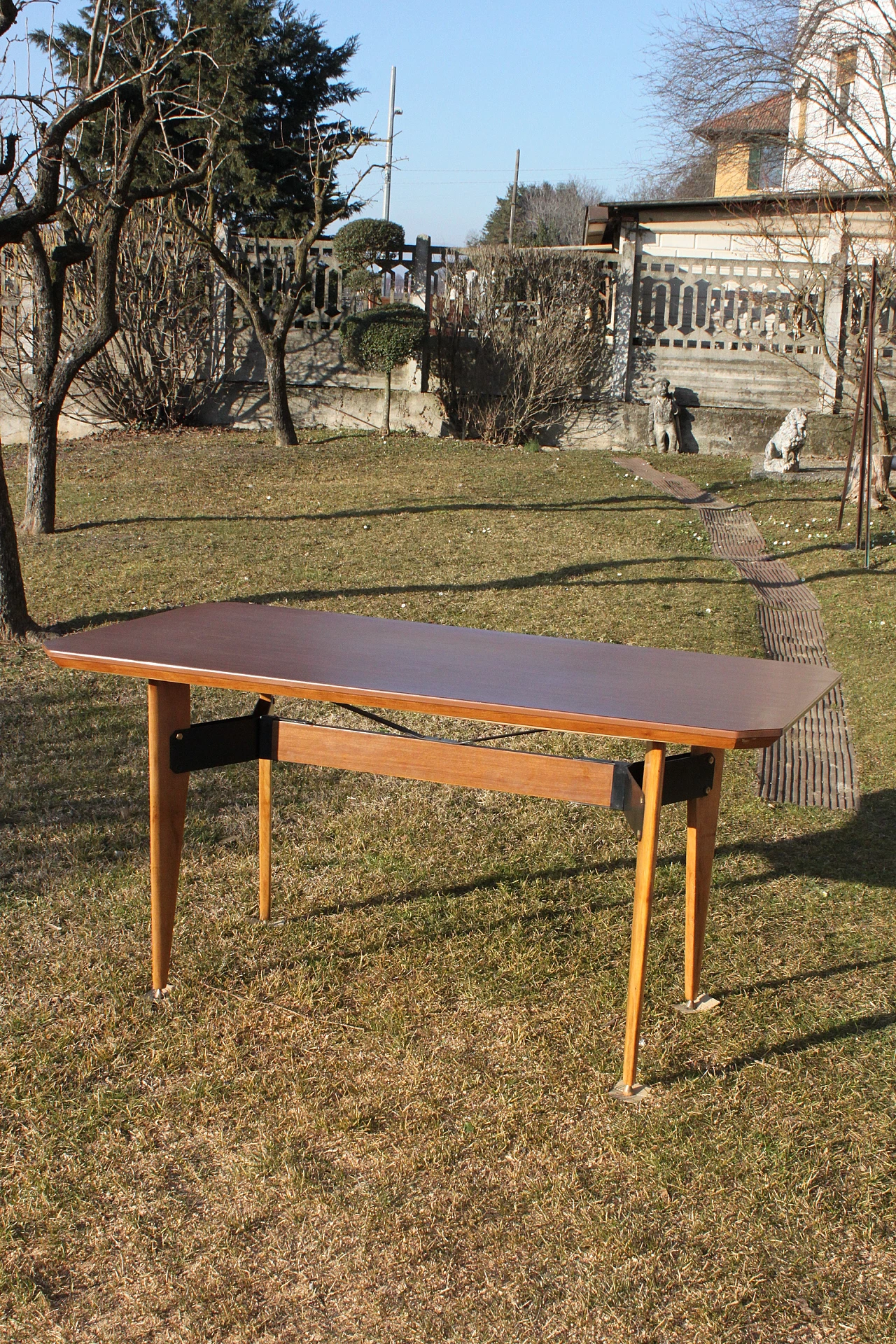 Tavolo in legno e metallo con piano in formica di Carlo Ratti, anni '60 8