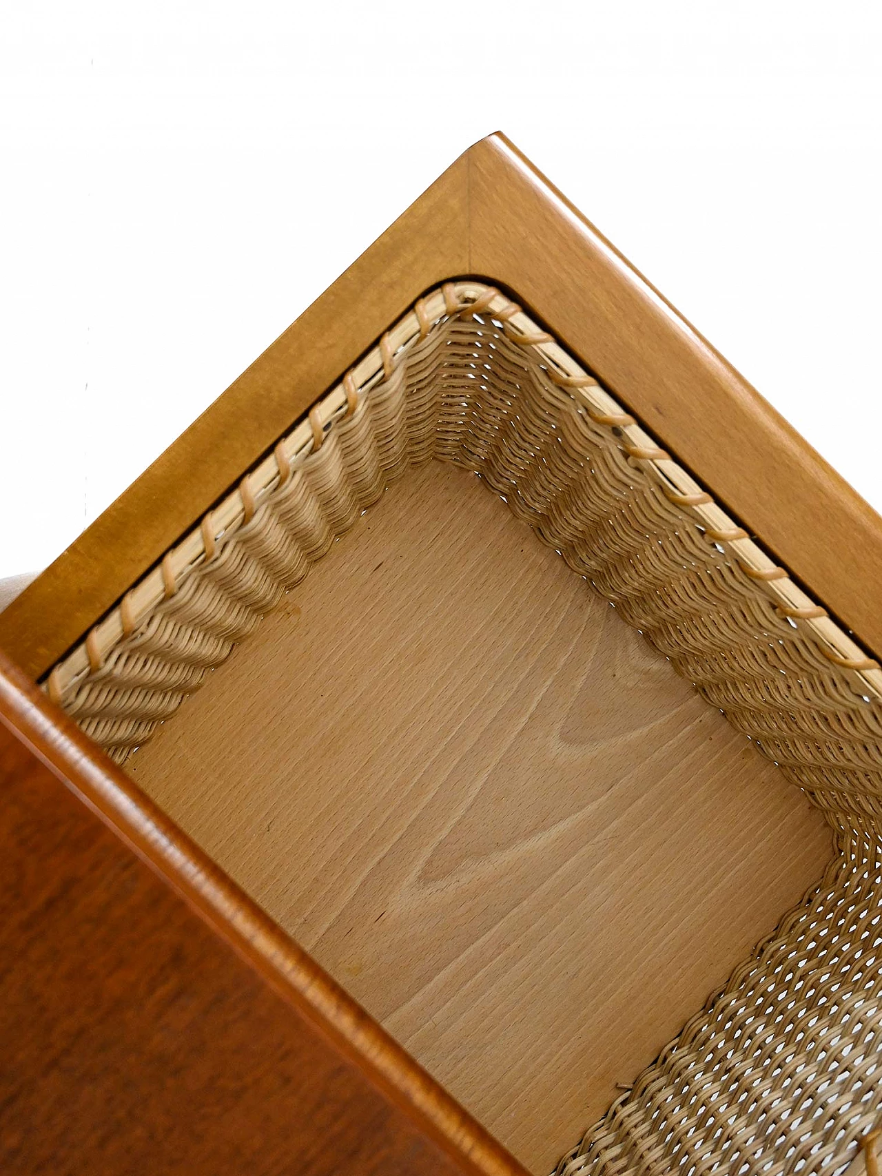 Teak and rattan wool holder, 1960s 13