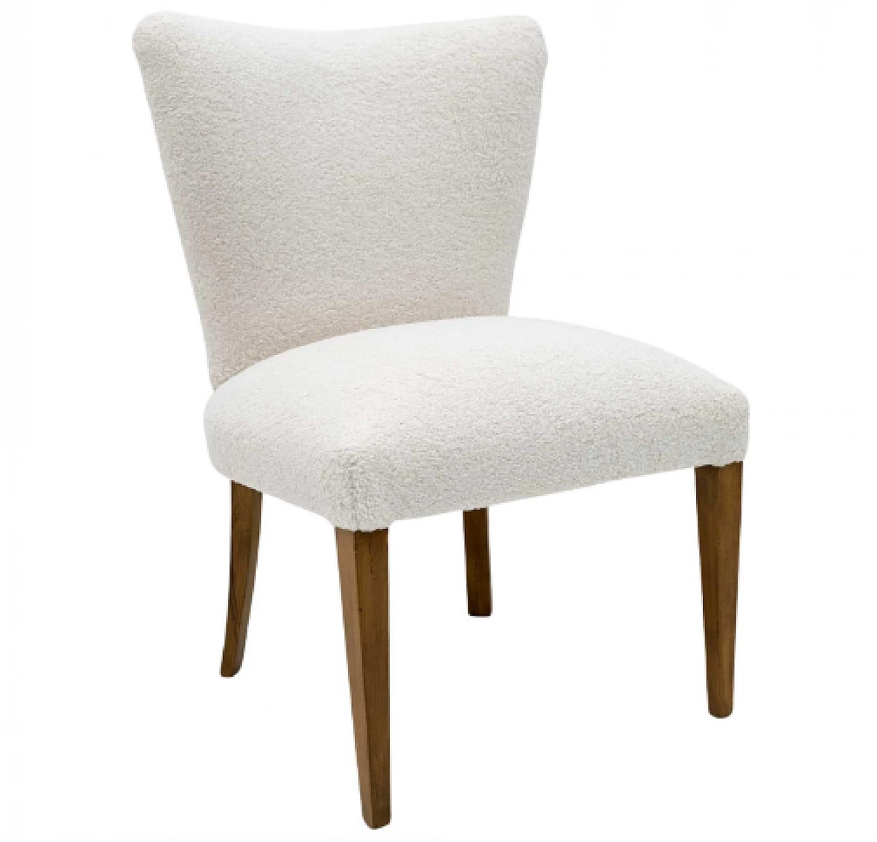 Sedia in legno e tessuto bouclé, anni '50 1