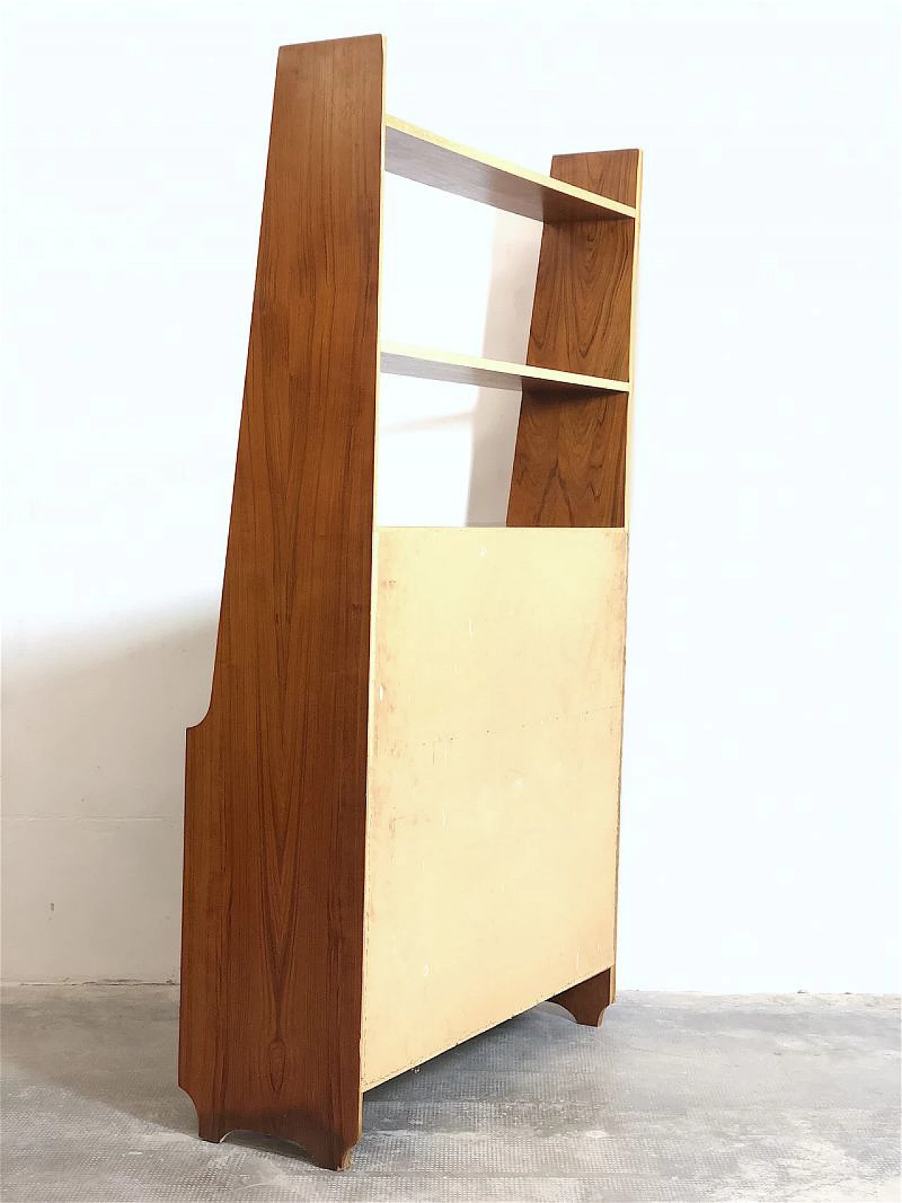 Teak veneered solid wood bookcase with desk, 1960s 16