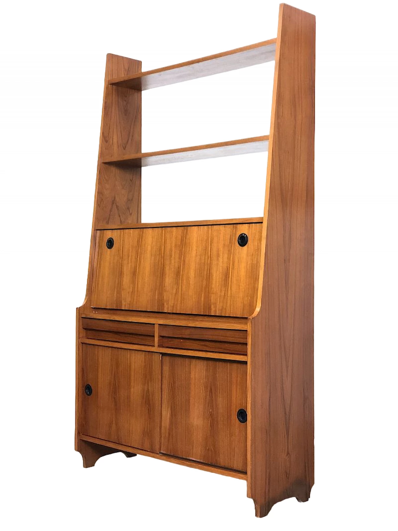Teak veneered solid wood bookcase with desk, 1960s 17
