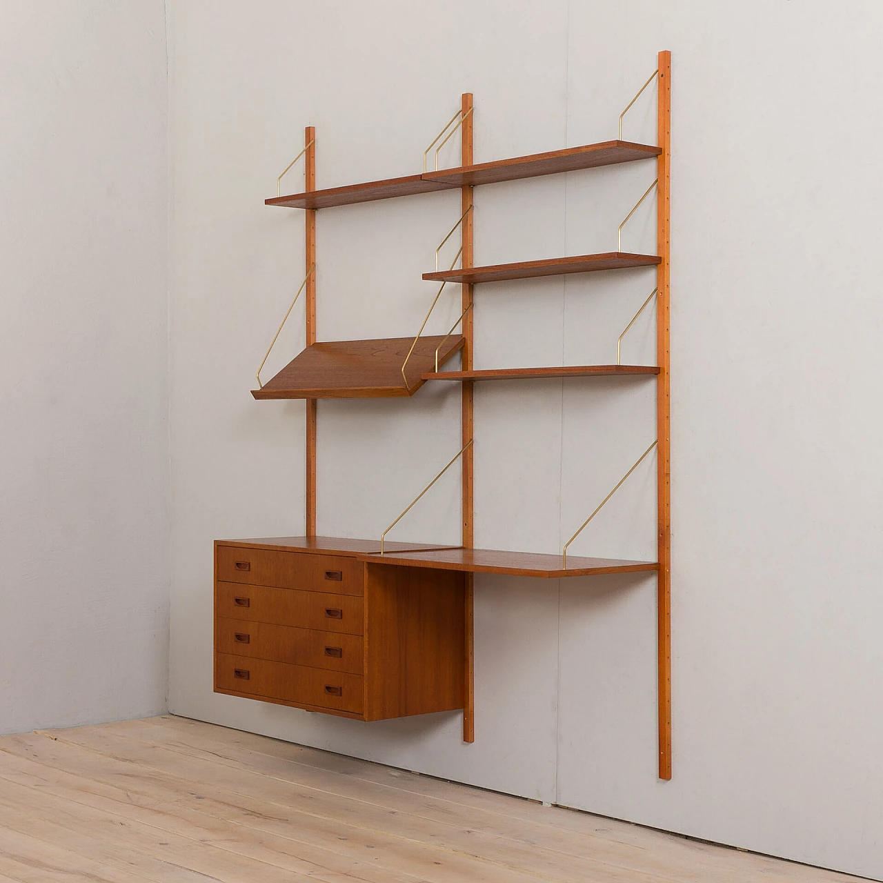Hanging bookcase with desk in the style of Preben Sorensen, 1960s 3