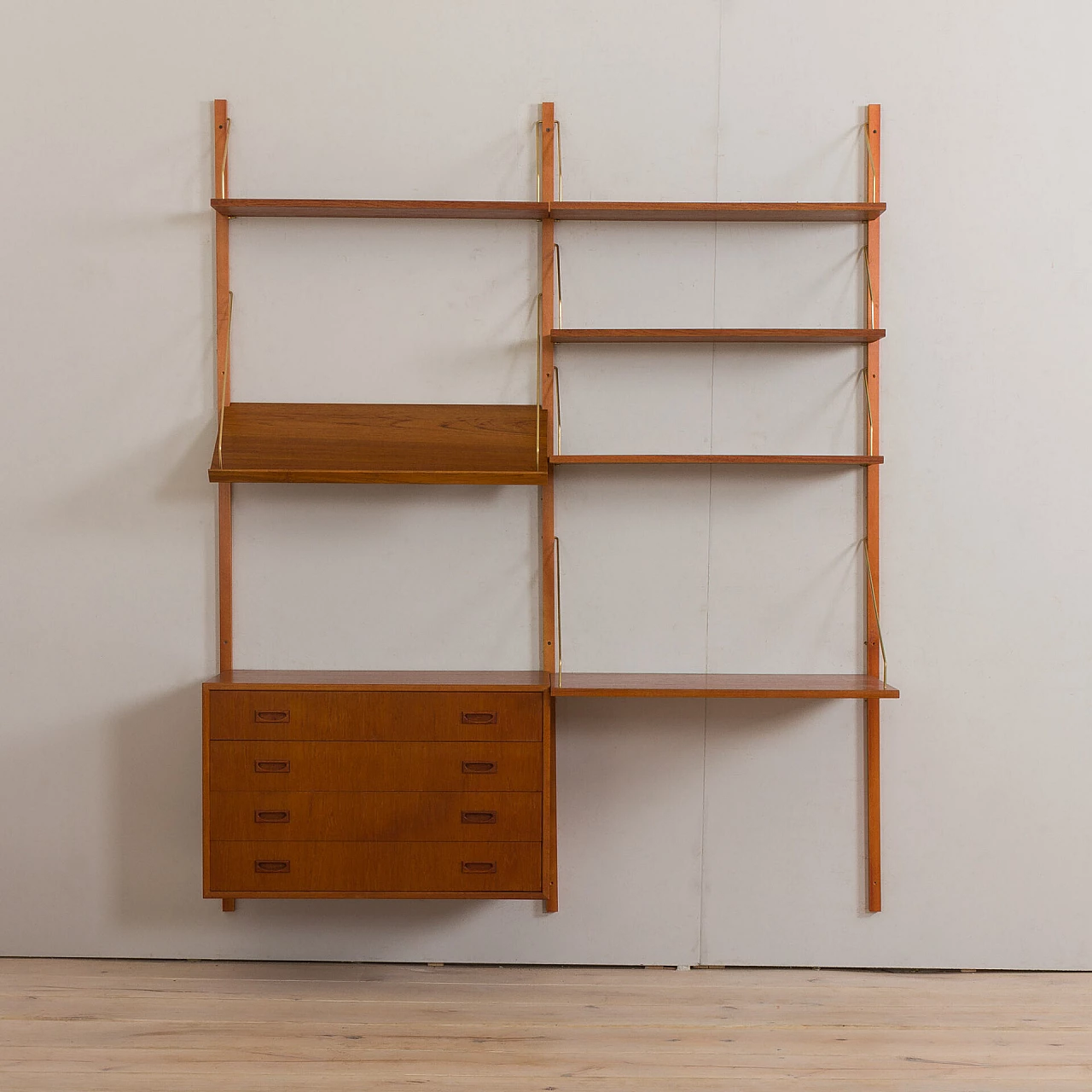 Hanging bookcase with desk in the style of Preben Sorensen, 1960s 5