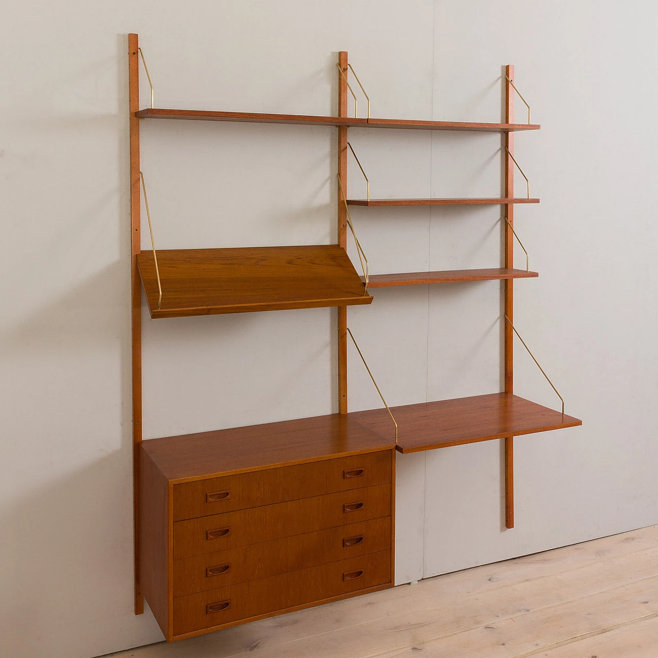 Hanging bookcase with desk in the style of Preben Sorensen, 1960s 6
