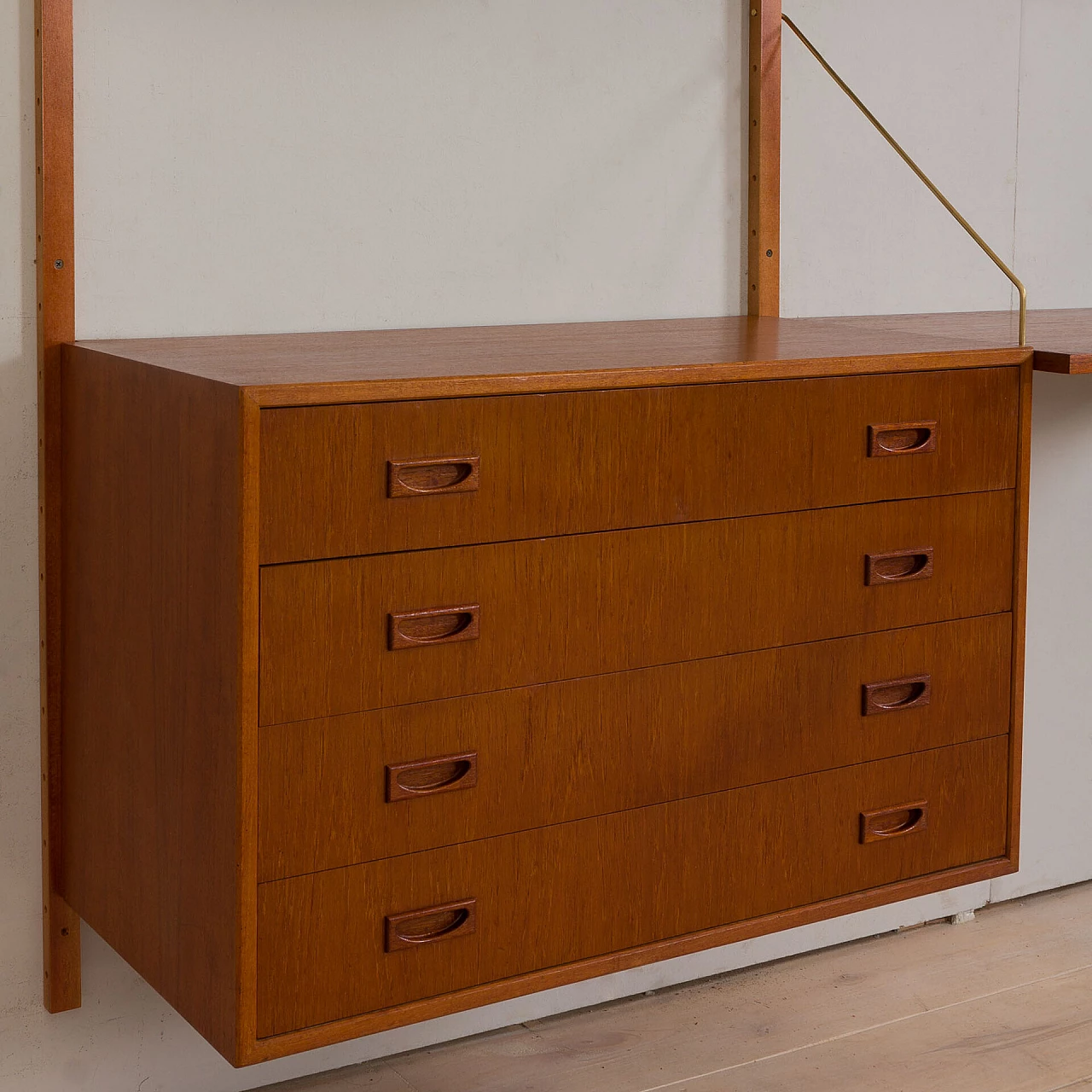 Hanging bookcase with desk in the style of Preben Sorensen, 1960s 7