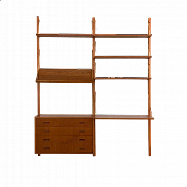 Hanging bookcase with desk in the style of Preben Sorensen, 1960s