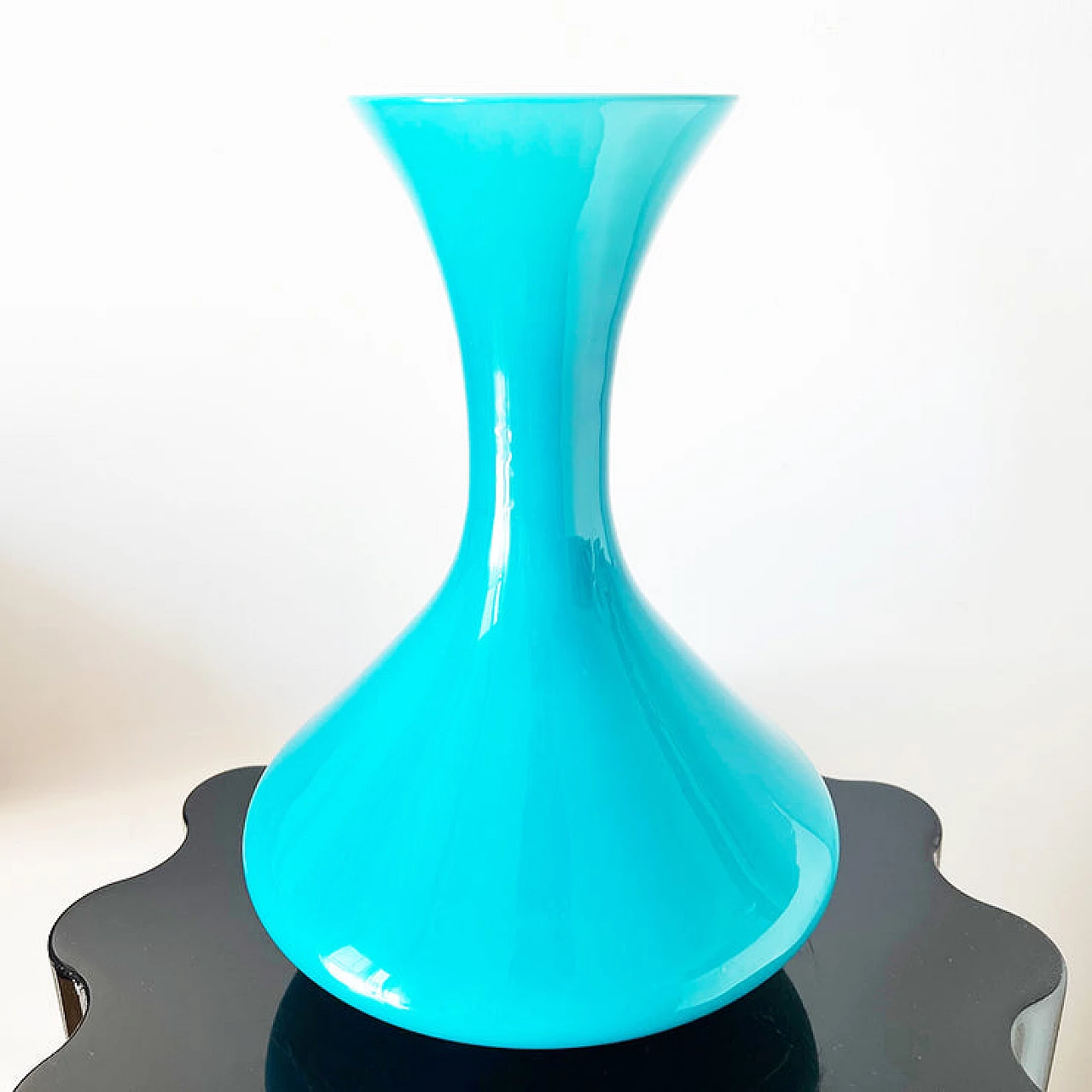Turquoise opaline glass vase, 1950s 4