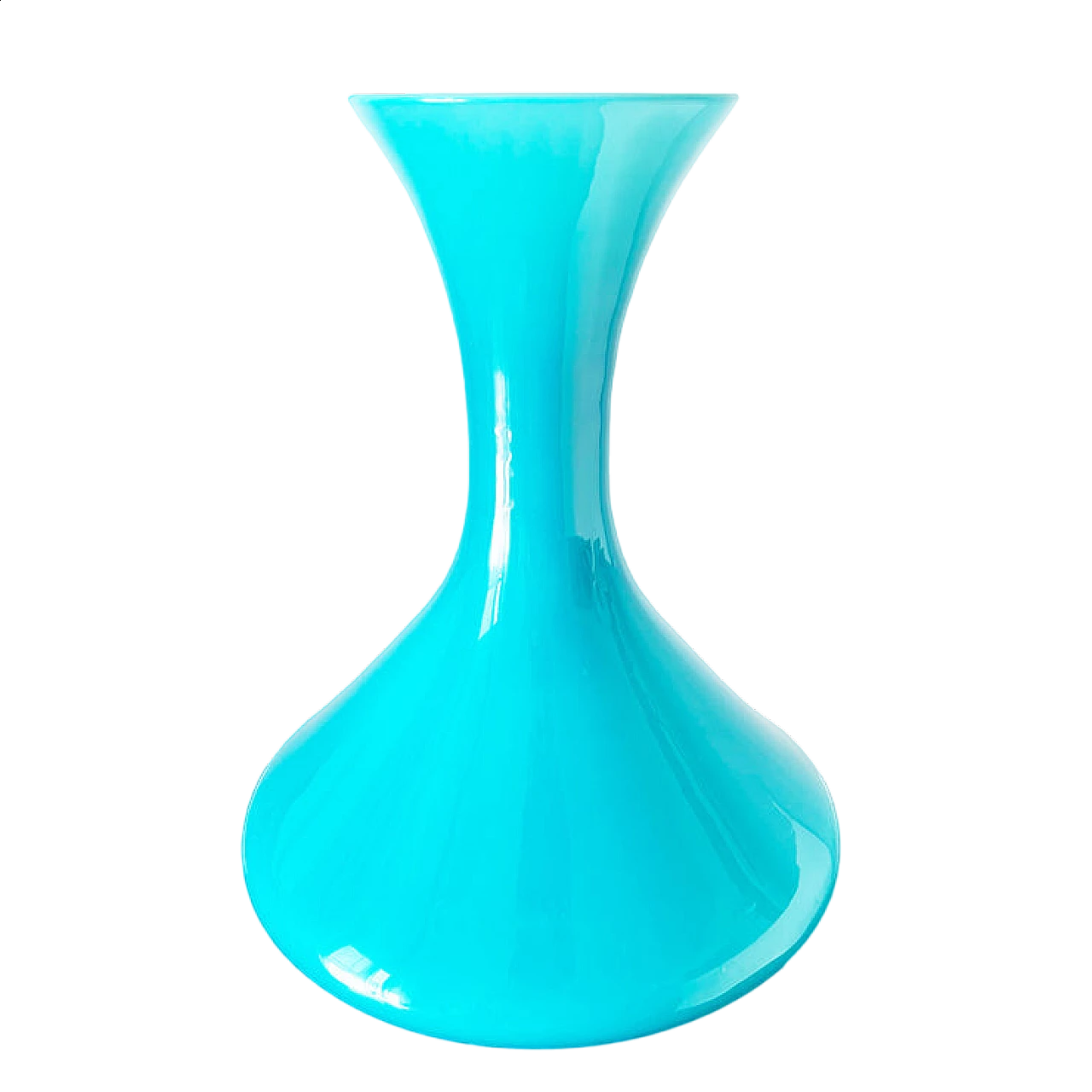 Turquoise opaline glass vase, 1950s 5