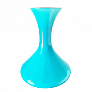 Vaso in vetro opalino turchese, anni '50