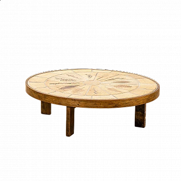 Tavolino Pomone in ceramica e legno di Roger Capron, anni '70