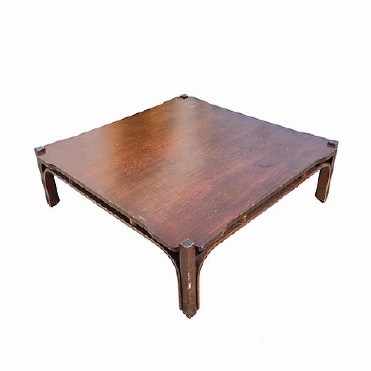 Walnut coffee table by Tito Agnoli for Cinova, 1960s 4