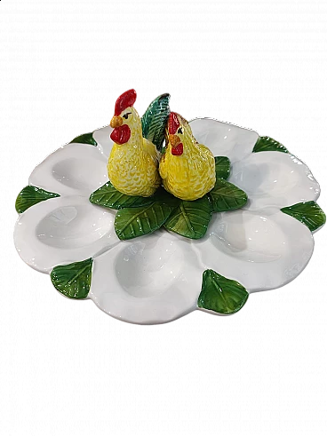Piatto porta uova in ceramica Vecchia Bassano, anni '60