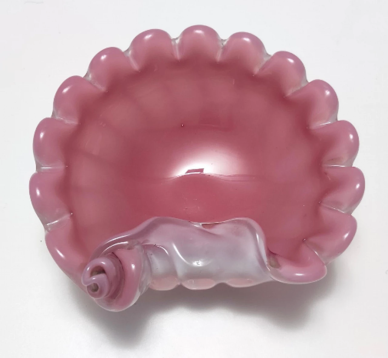 Shell-shaped pink glass bowl by Fratelli Toso, 1950s 7