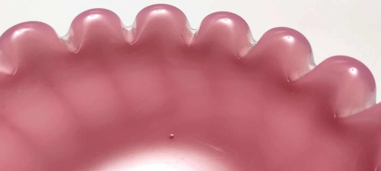 Shell-shaped pink glass bowl by Fratelli Toso, 1950s 11