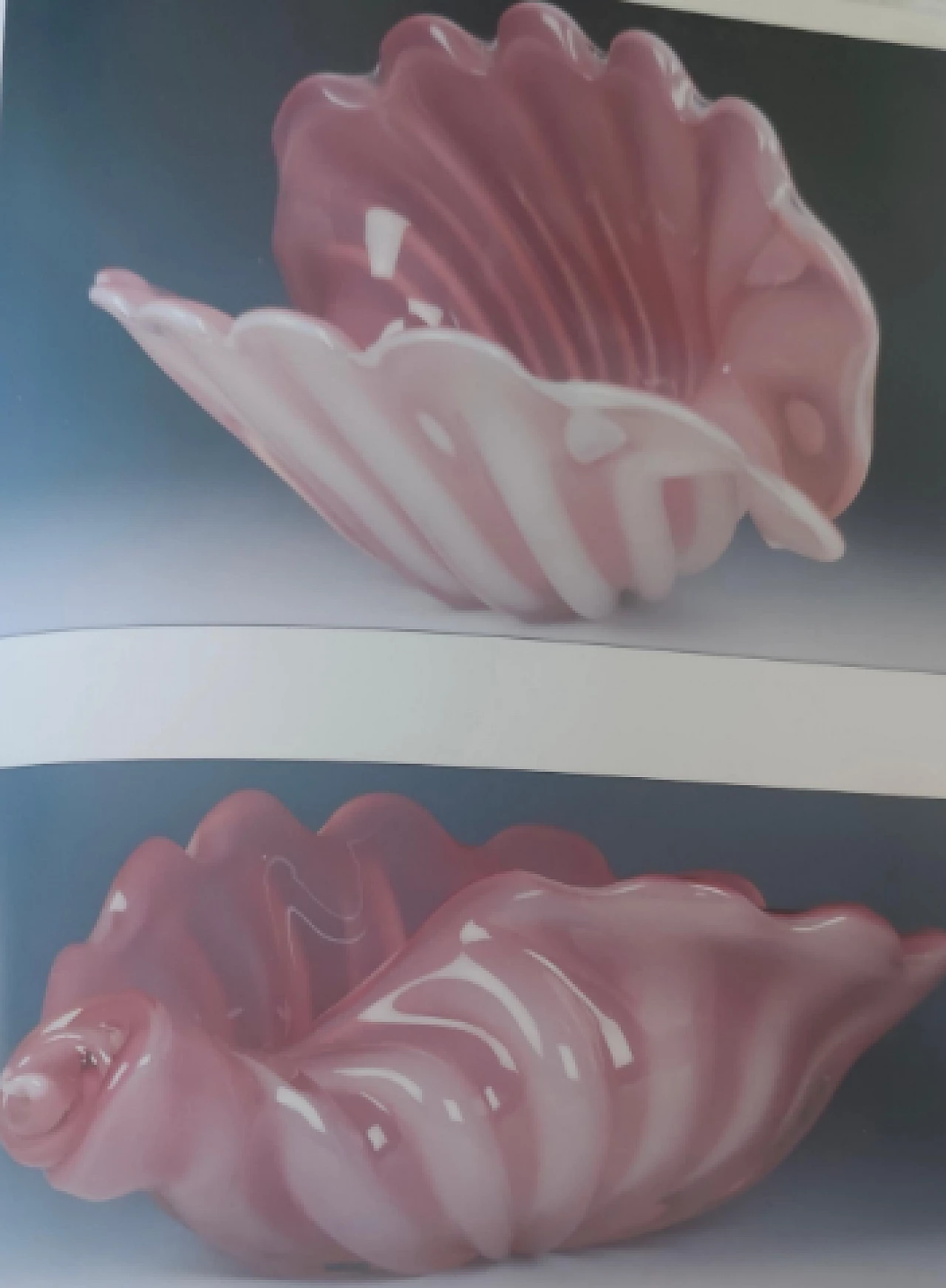 Shell-shaped pink glass bowl by Fratelli Toso, 1950s 13