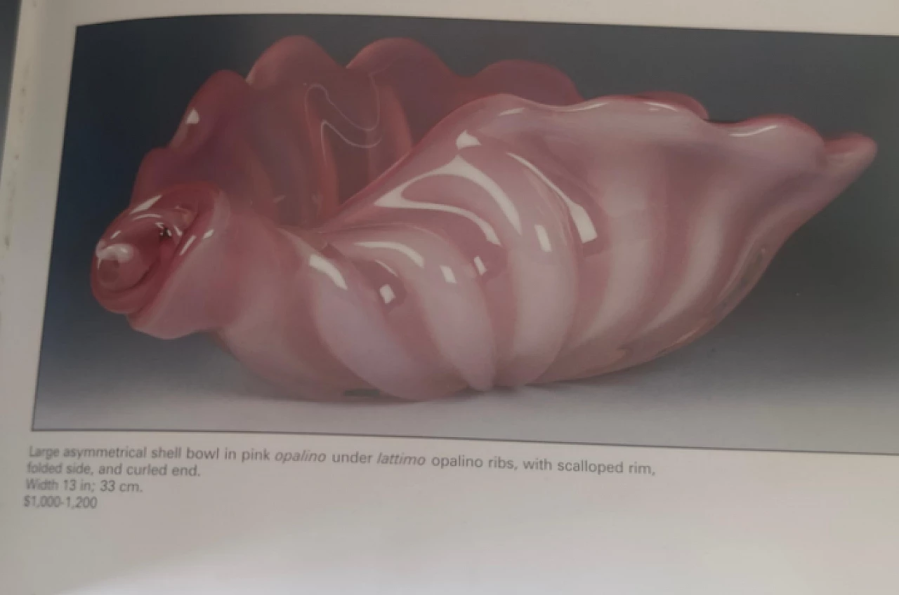Shell-shaped pink glass bowl by Fratelli Toso, 1950s 14