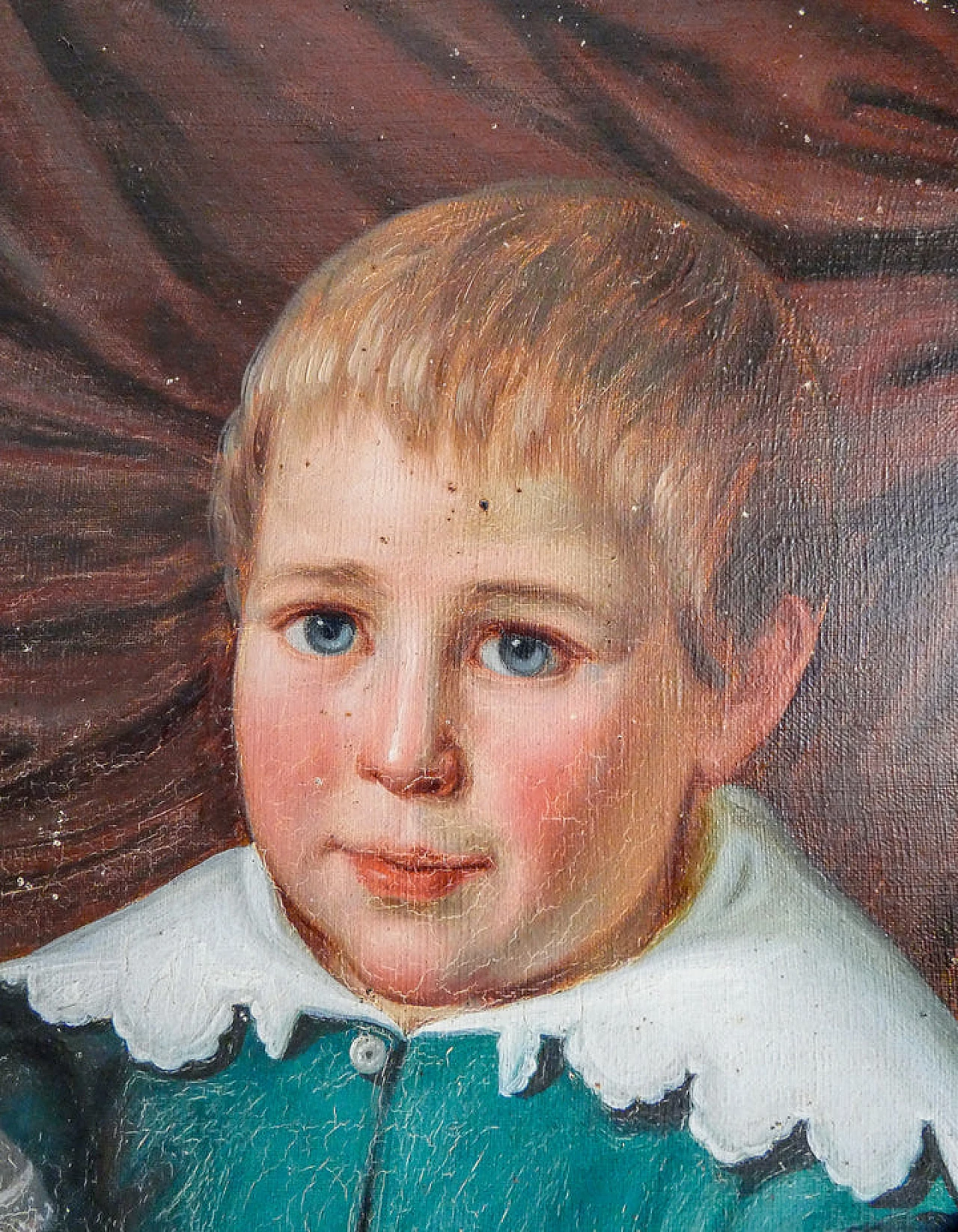 Portrait of three children, oil painting on canvas, mid-19th century 5
