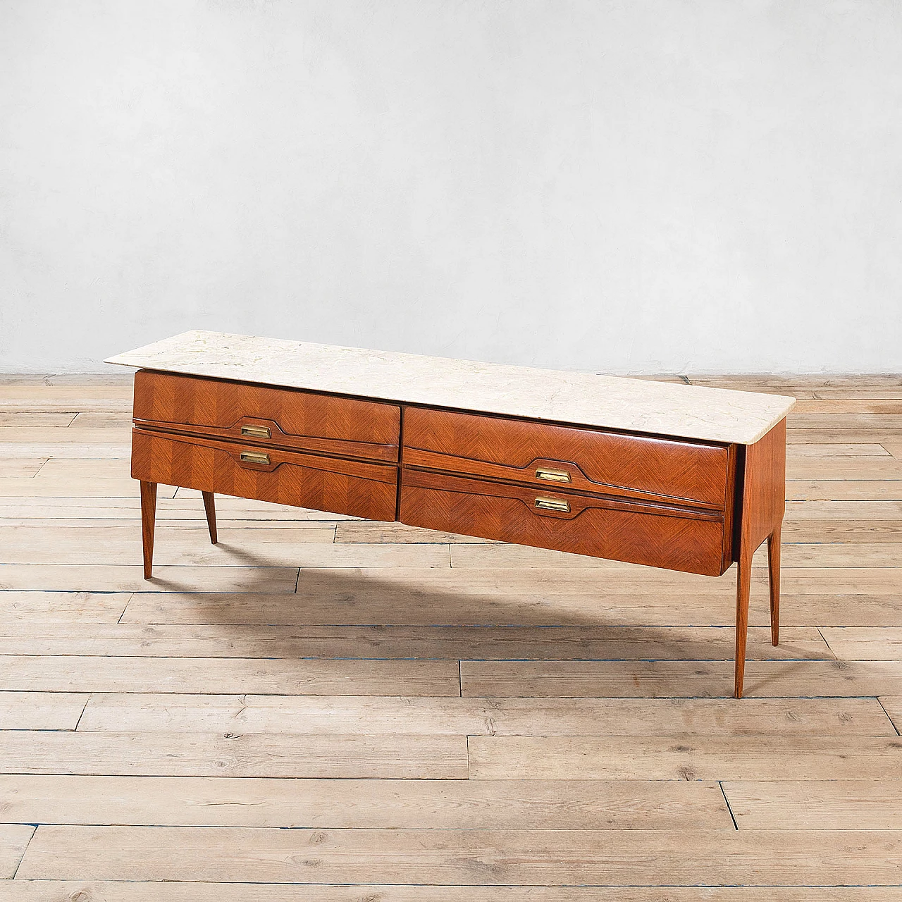 Four-drawer dresser with marble top by La Permanente Mobili di Cantù, 1950s 1