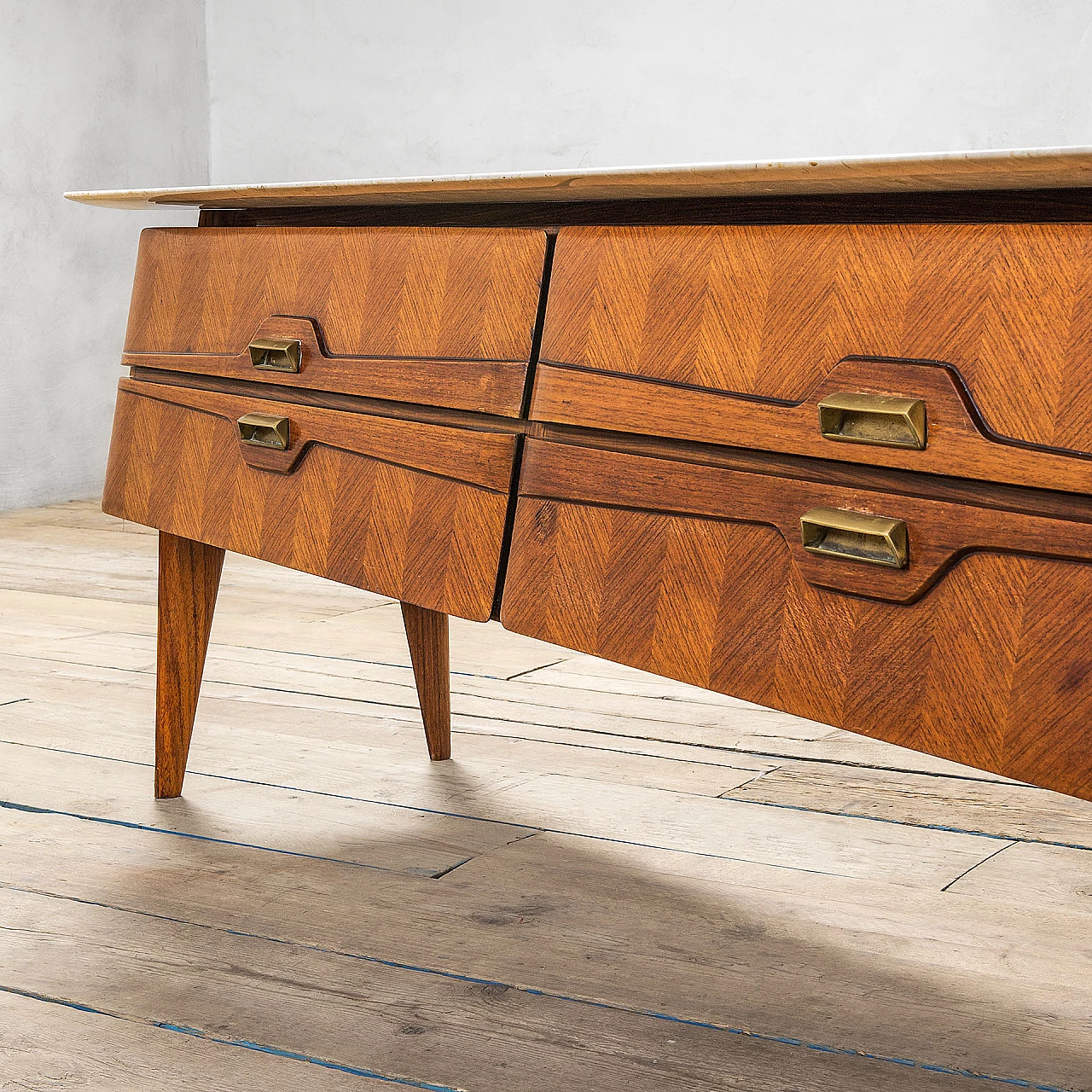 Four-drawer dresser with marble top by La Permanente Mobili di Cantù, 1950s 2