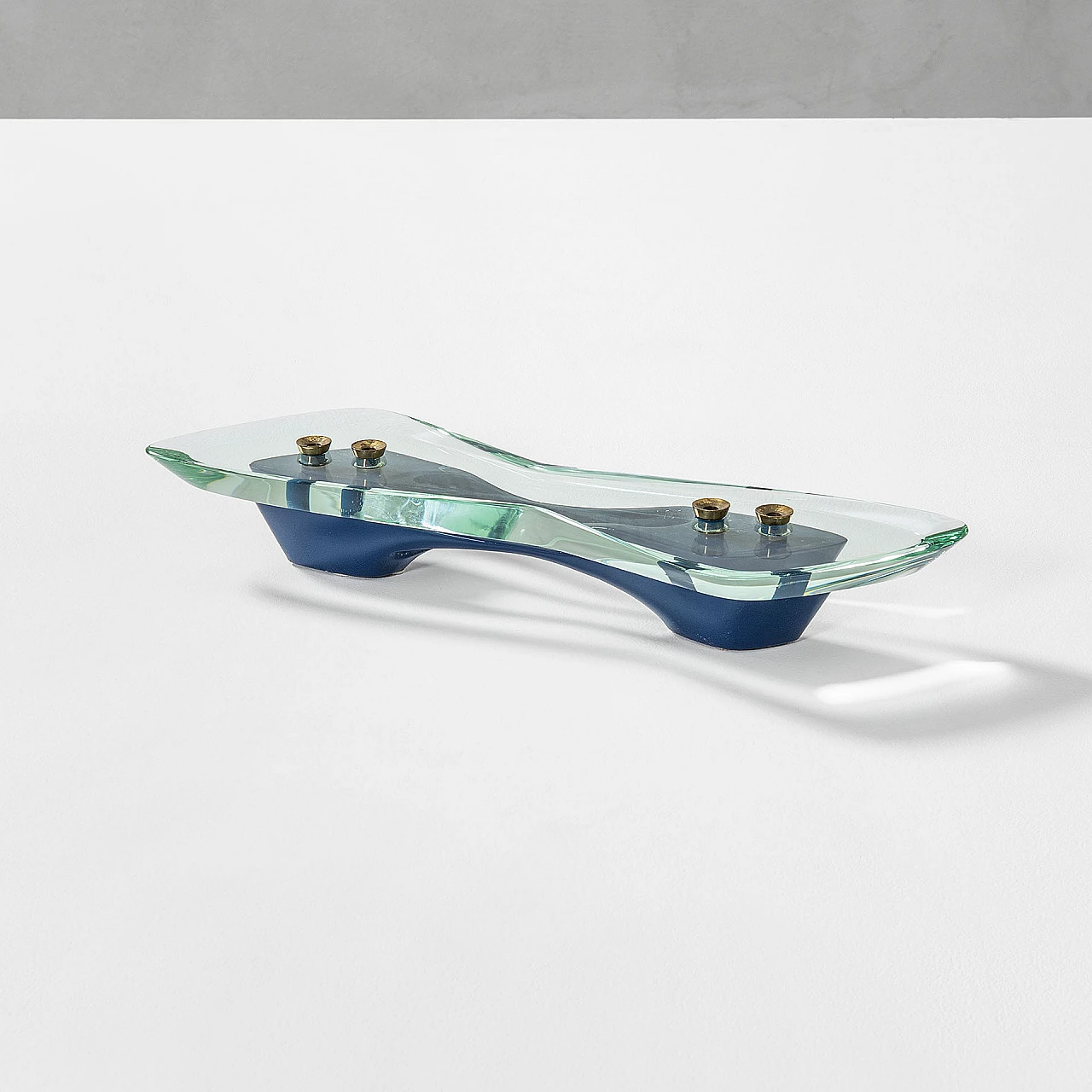 Crystal and brass candle holder by Max Ingrand for Fontana Arte, 1950s 1