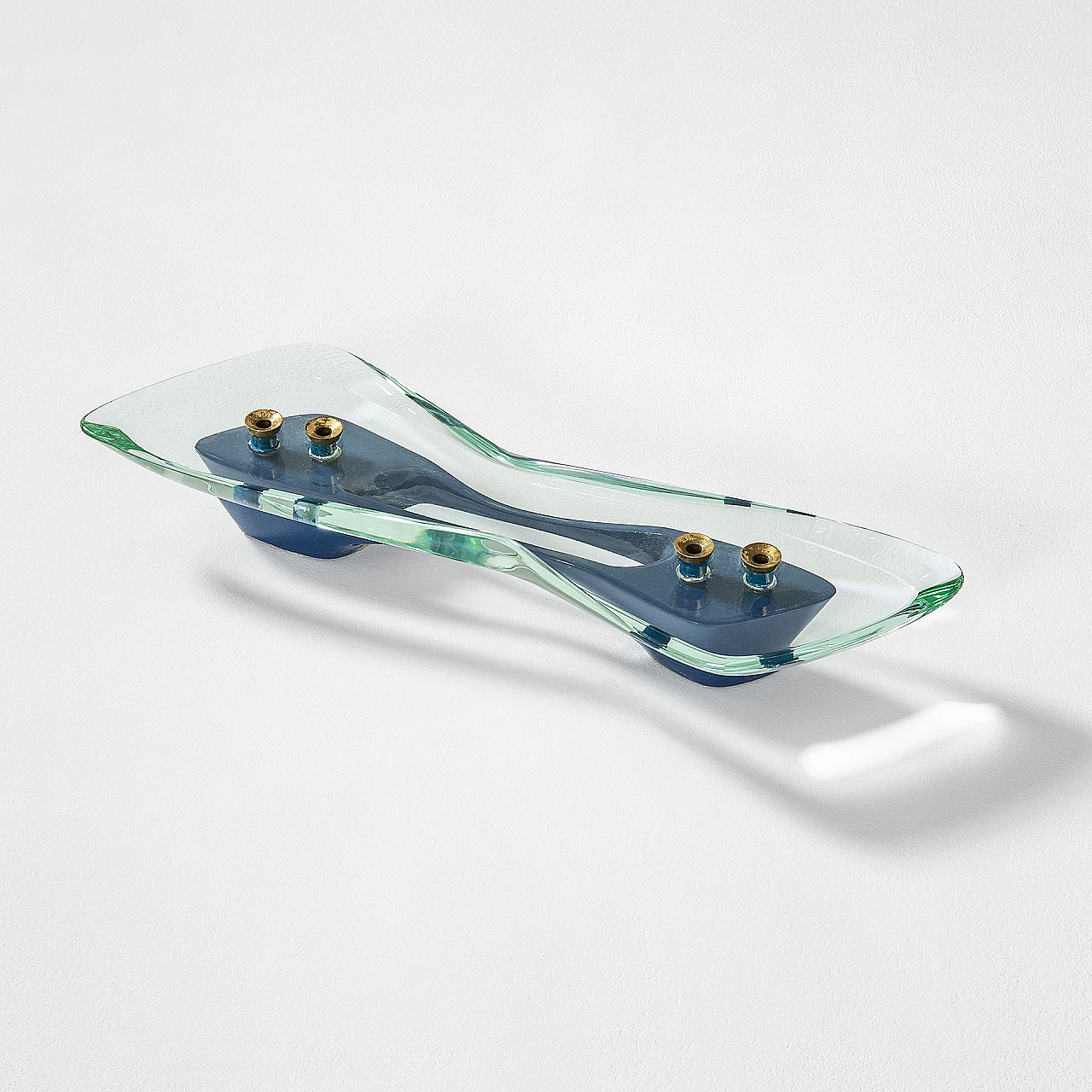 Crystal and brass candle holder by Max Ingrand for Fontana Arte, 1950s 2