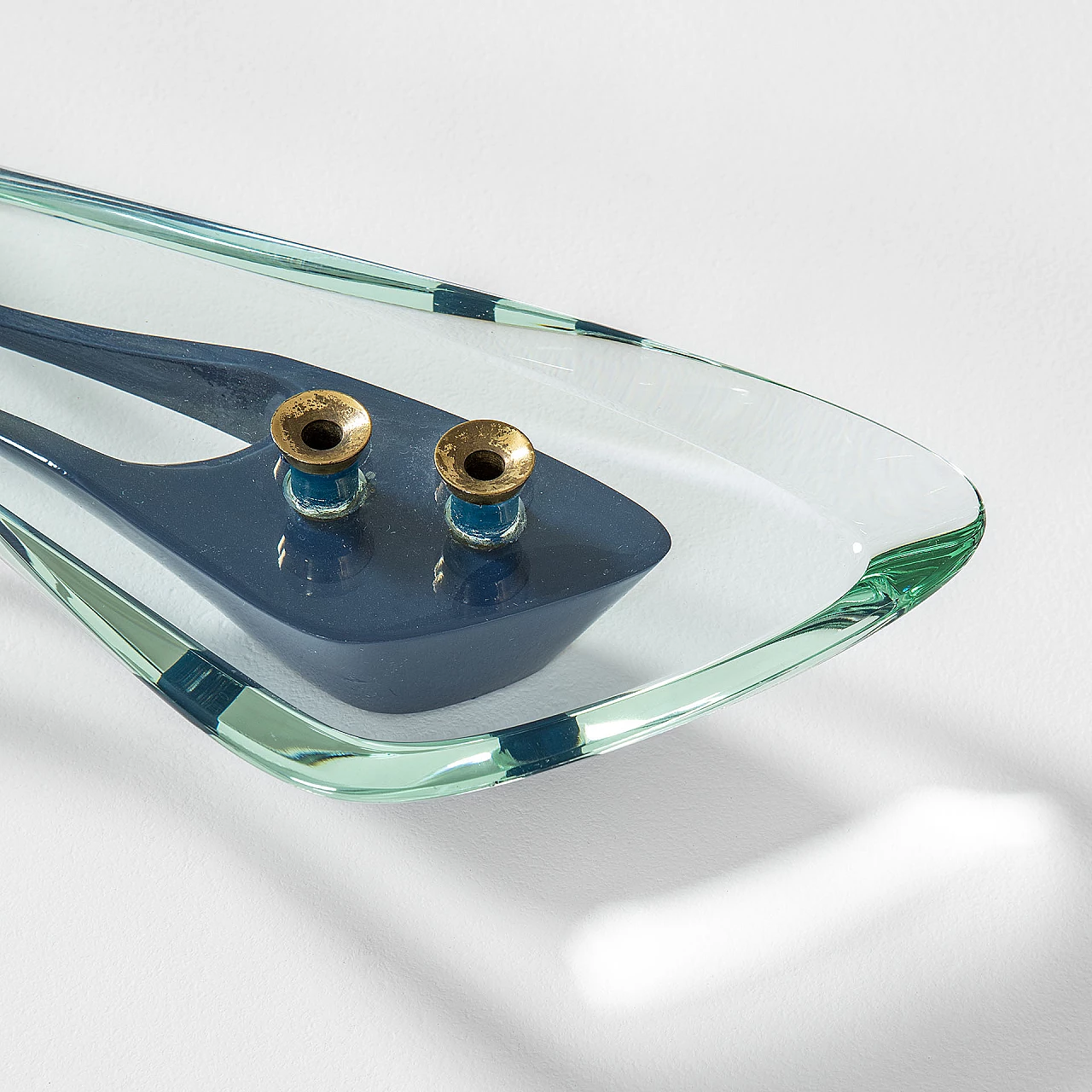 Crystal and brass candle holder by Max Ingrand for Fontana Arte, 1950s 3