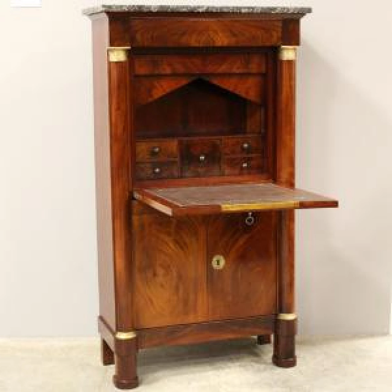 Mahogany Empire Secretaire with marble top, early 19th century 7
