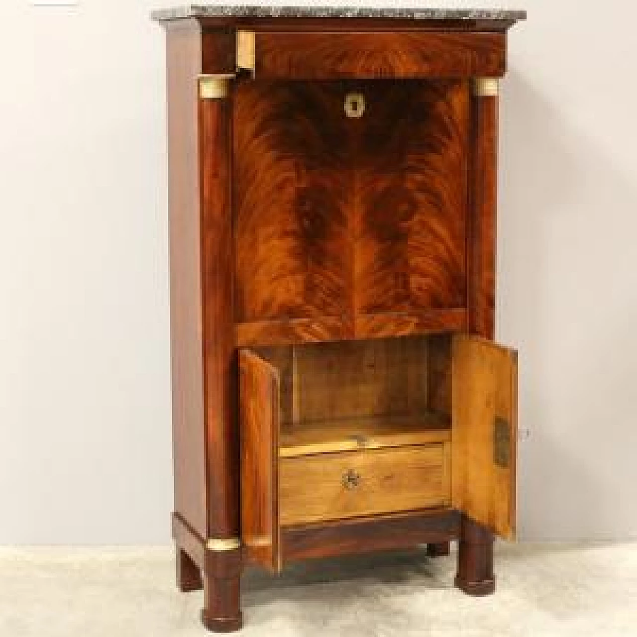Mahogany Empire Secretaire with marble top, early 19th century 8