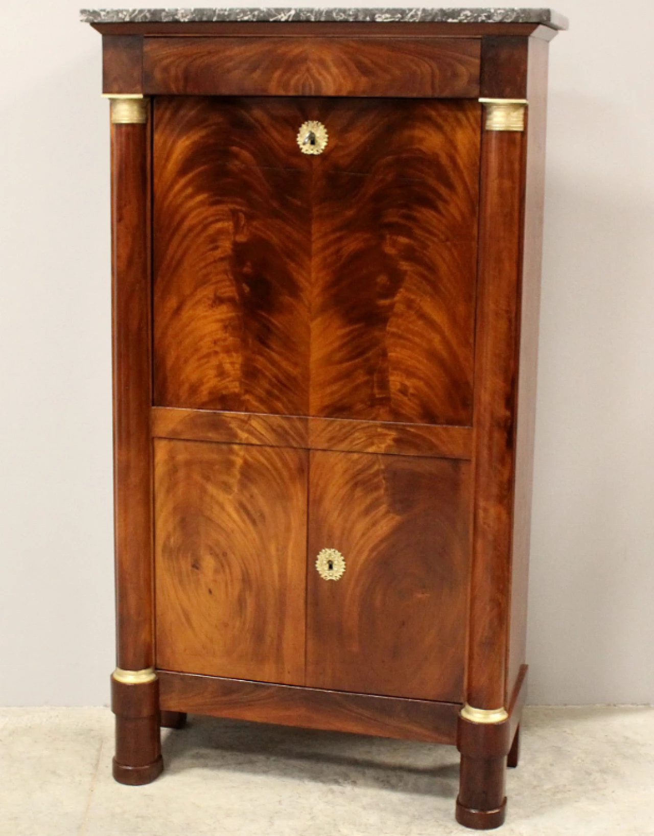 Mahogany Empire Secretaire with marble top, early 19th century 10