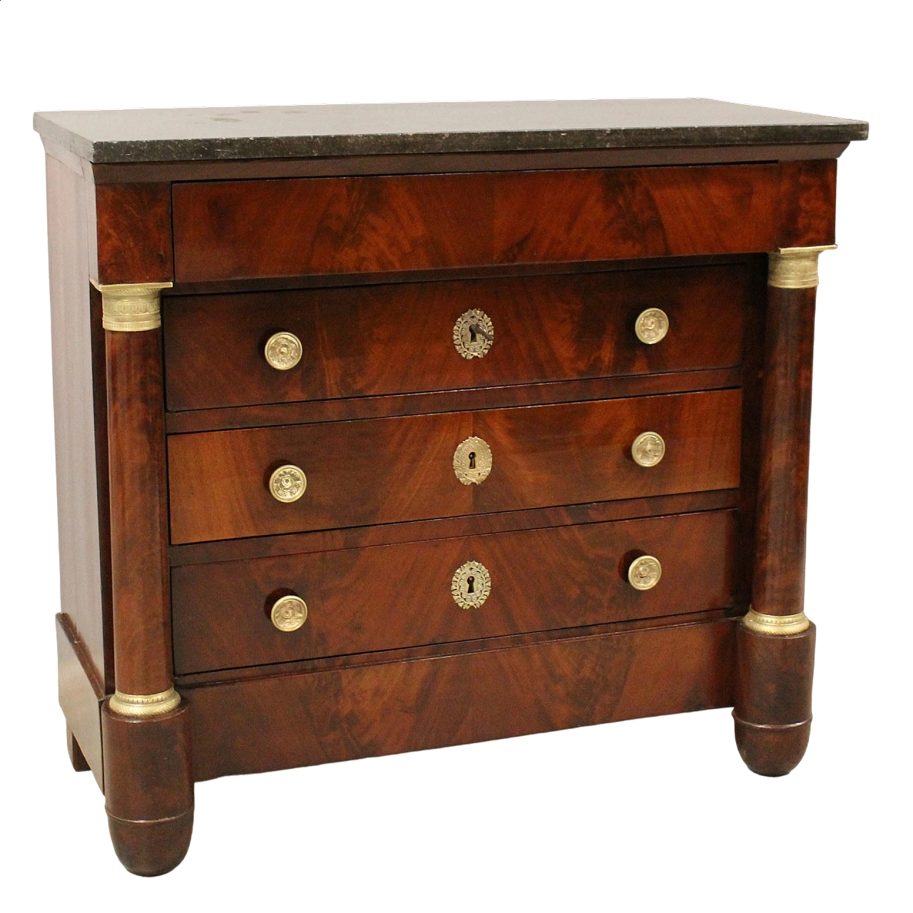 Mahogany Empire chest of drawers with marble top, early 19th century 10