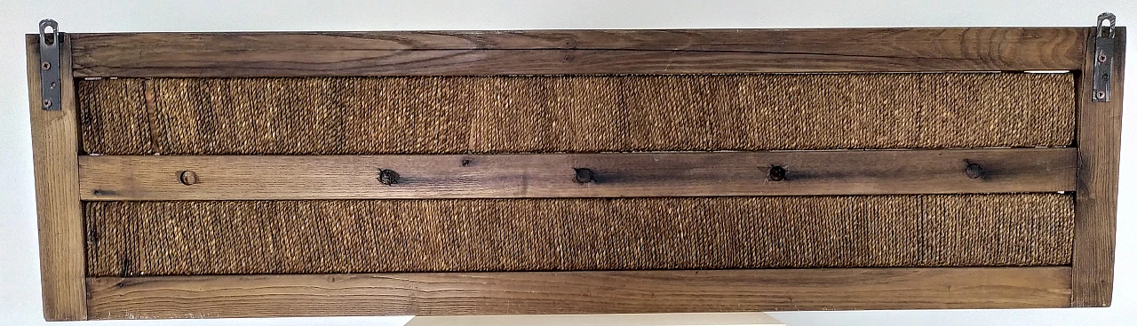 Chestnut and rope wall coat rack, 1950s 4