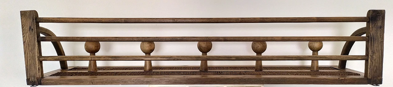 Chestnut and rope wall coat rack, 1950s 5