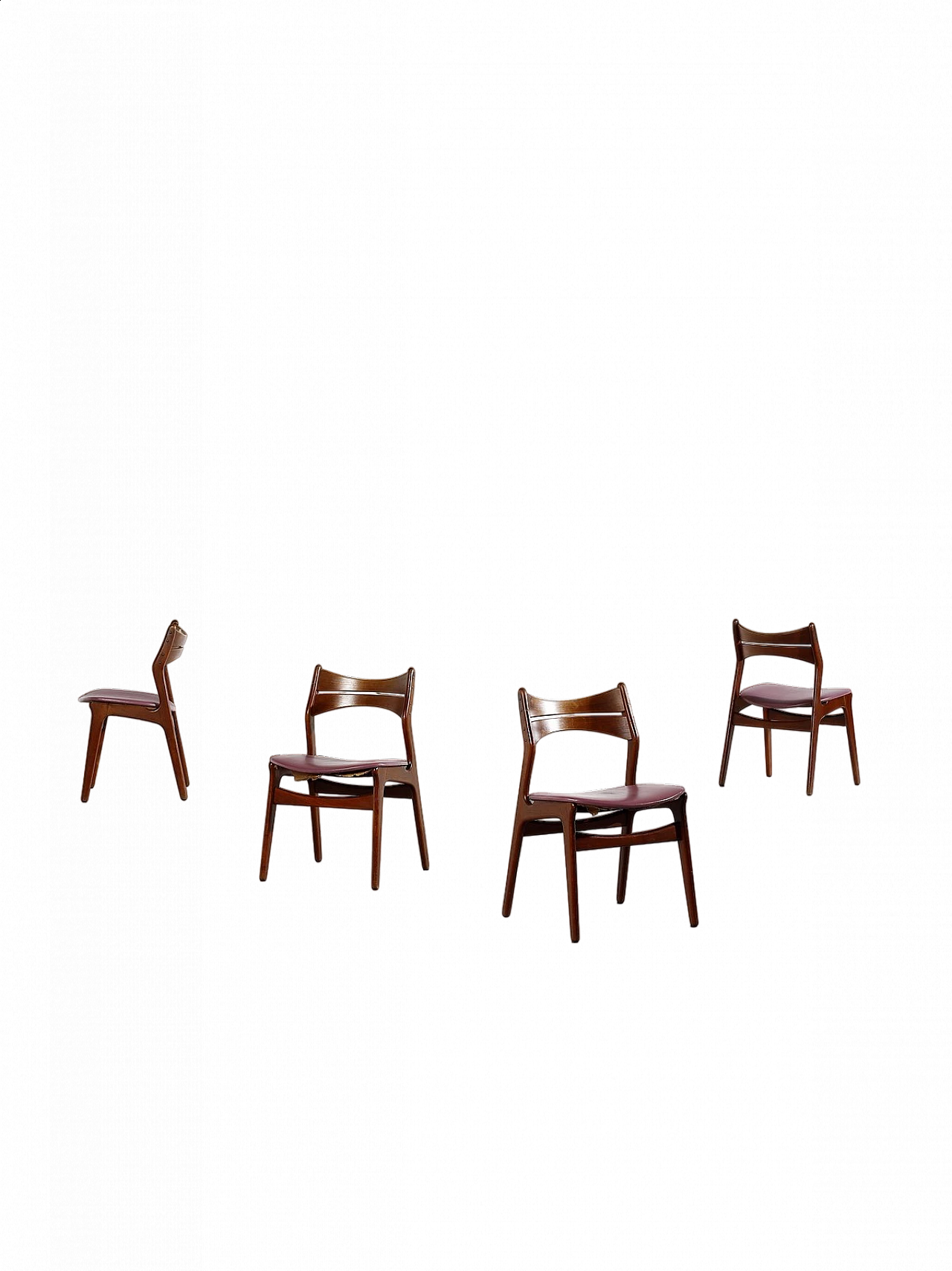 4 Chairs 310 in teak and leatherette by Erik Buch, 1960s 5