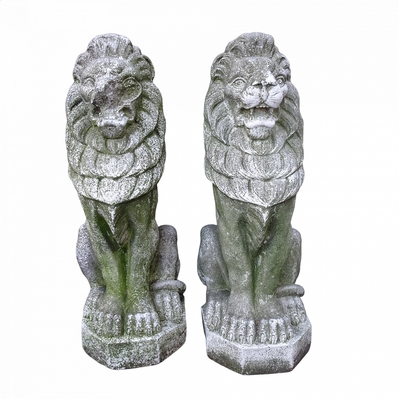 Pair of granite lion sculptures, early 20th century 6