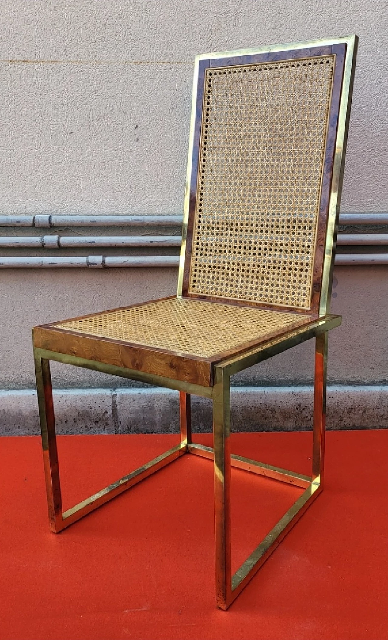 6 Brass and Vienna straw chairs by Studio Smania Interni, 1970s 12