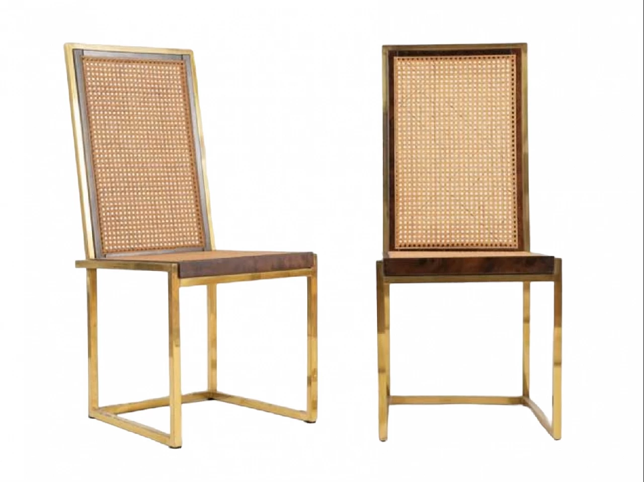 6 Brass and Vienna straw chairs by Studio Smania Interni, 1970s 13