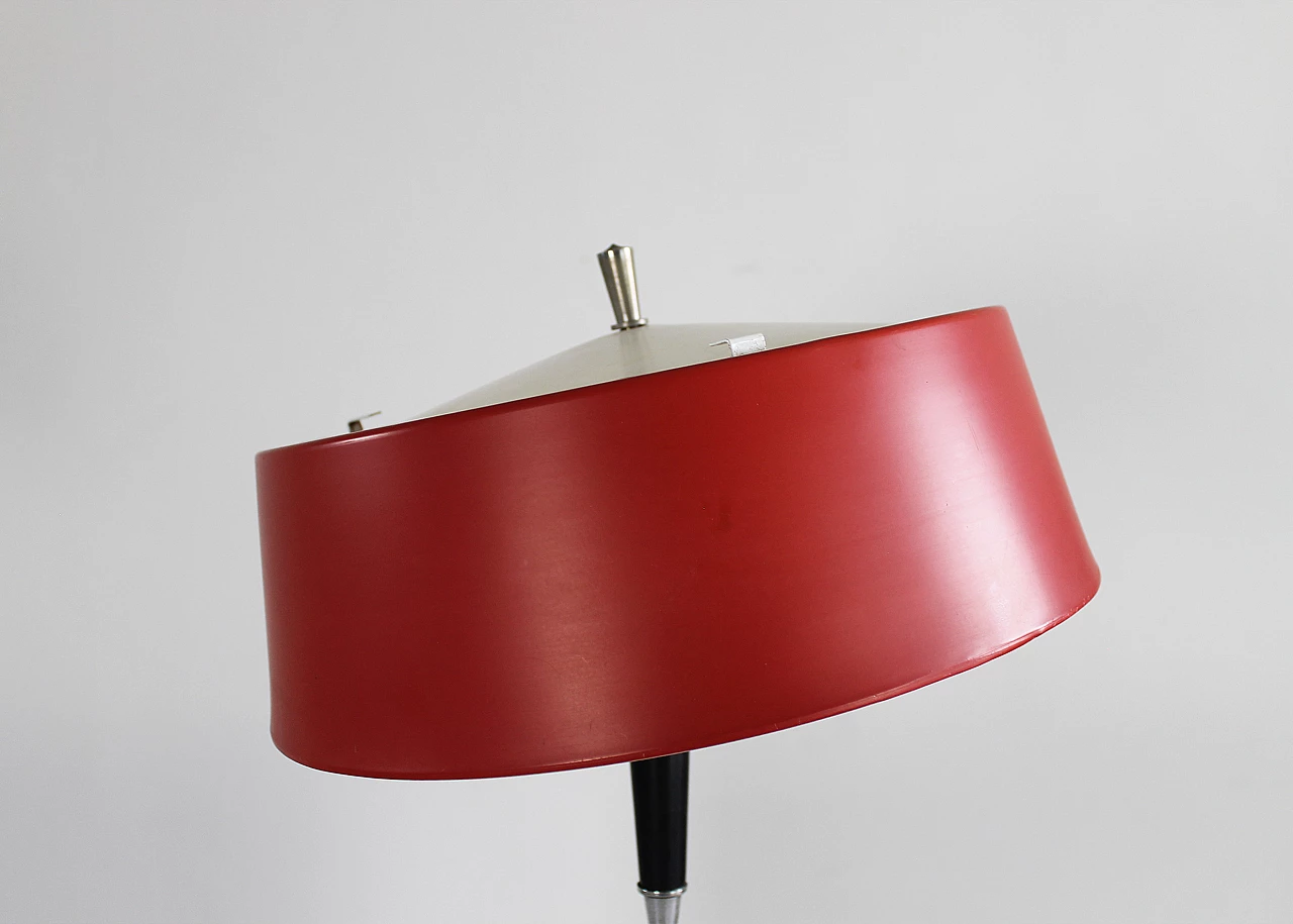 Red lacquered metal table lamp by Oscar Torlasco, 1950s 5