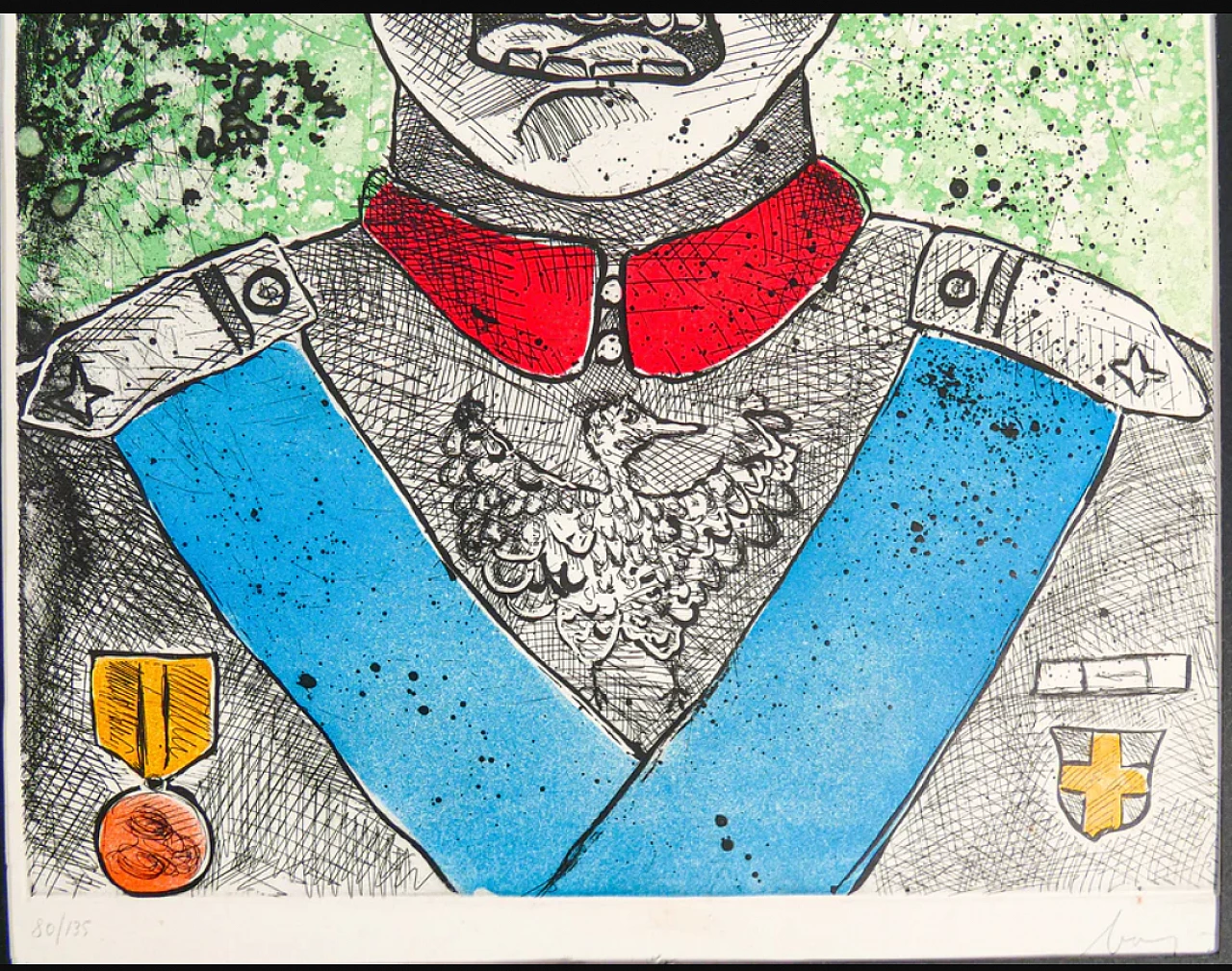 General by Enrico BAJ, etching, 1970s 4