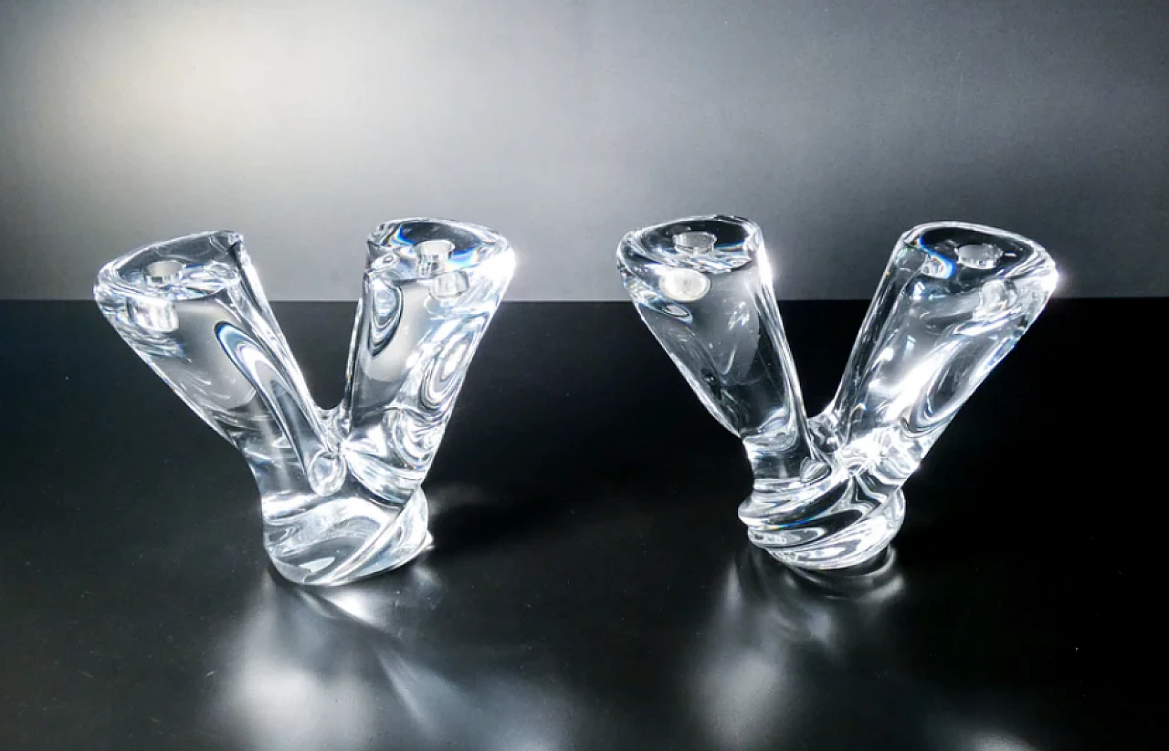 Pair of Val Saint Lambert crystal candelabra, 1960s 2