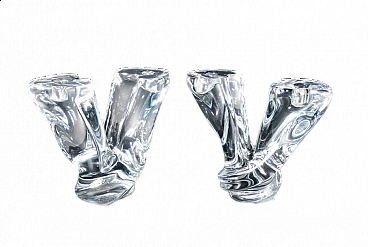 Coppia di candelabri in cristallo di Val Saint Lambert, anni '60