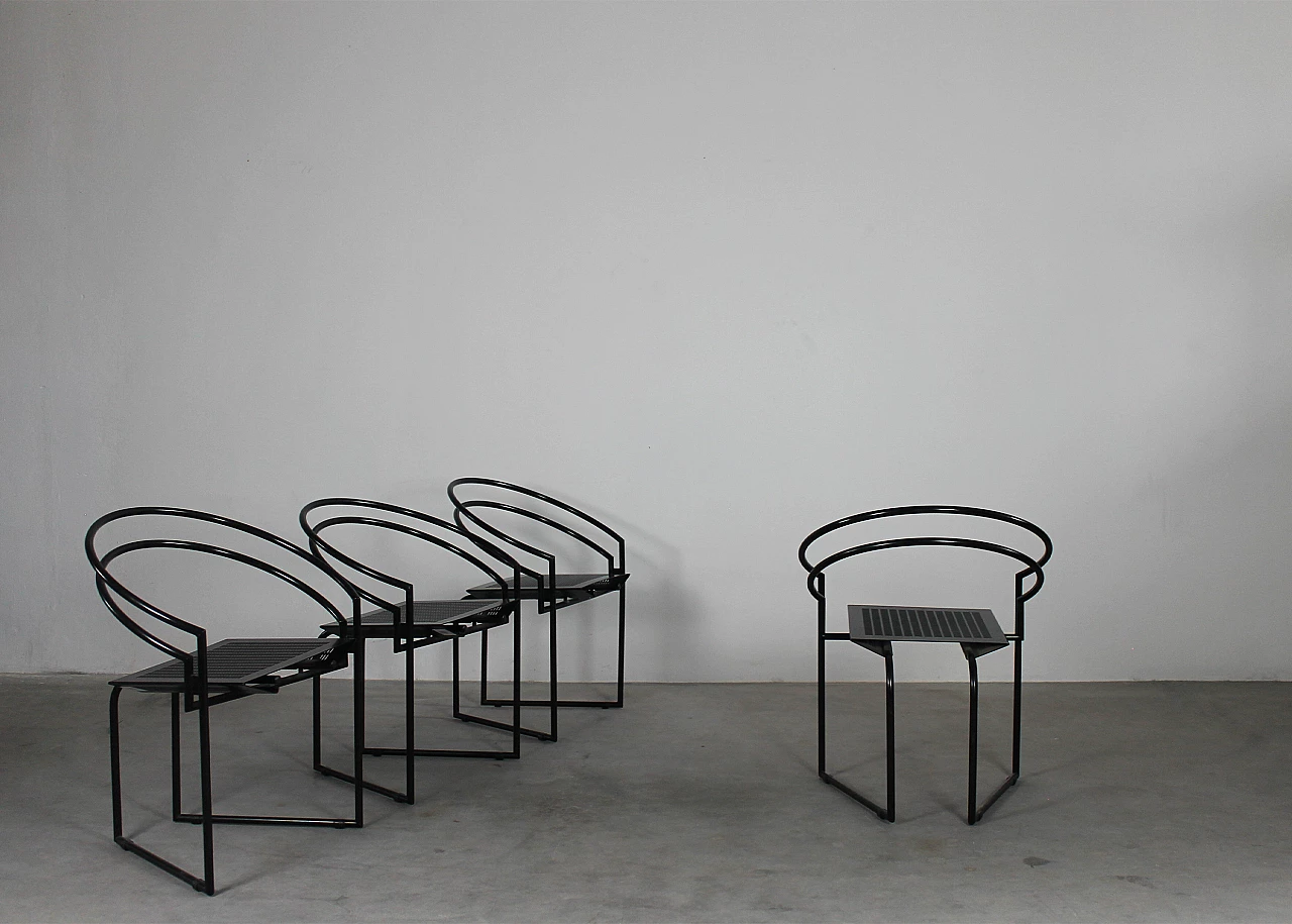 4 La Tonda steel and metal chairs by Mario Botta for Alias, 1980s 1
