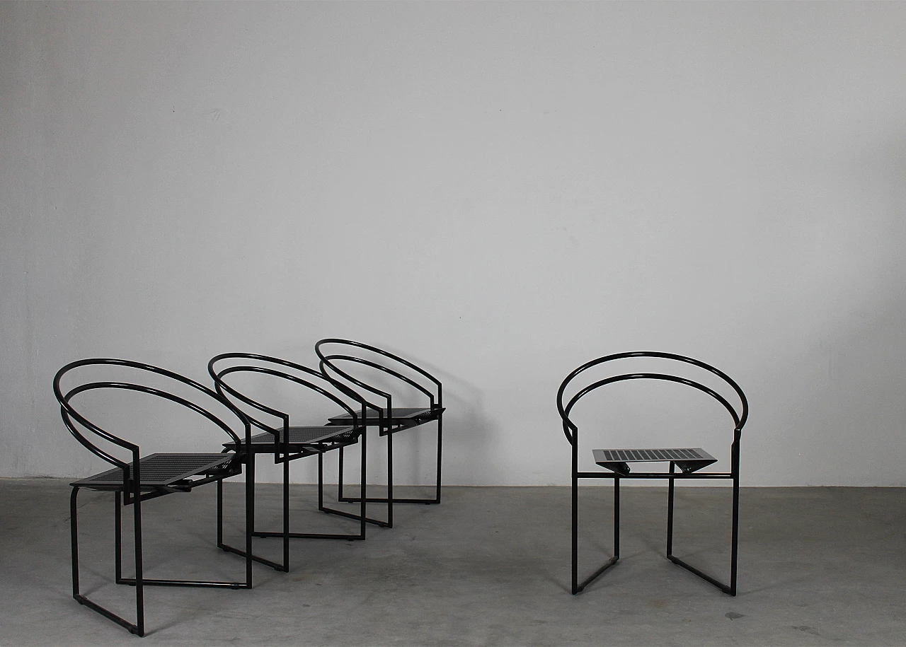 4 La Tonda steel and metal chairs by Mario Botta for Alias, 1980s 3
