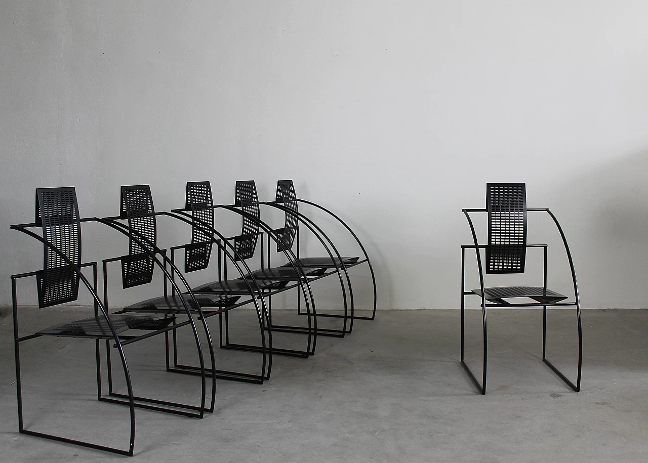6 La Quinta chairs in steel and metal by Mario Botta for Alias, 1985 3
