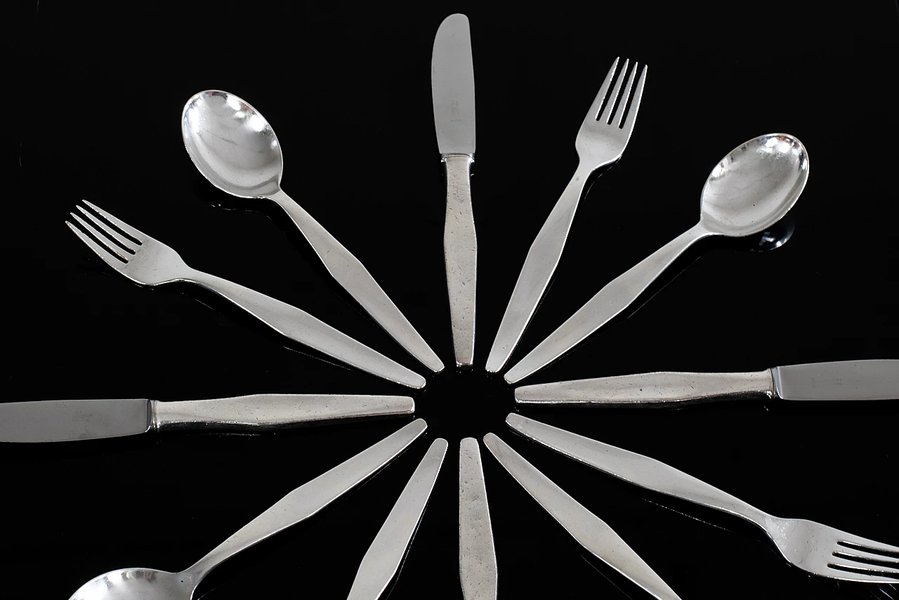Cutlery set for twelve in nickel silver by Gio Ponti by Krupp, 1950s 1