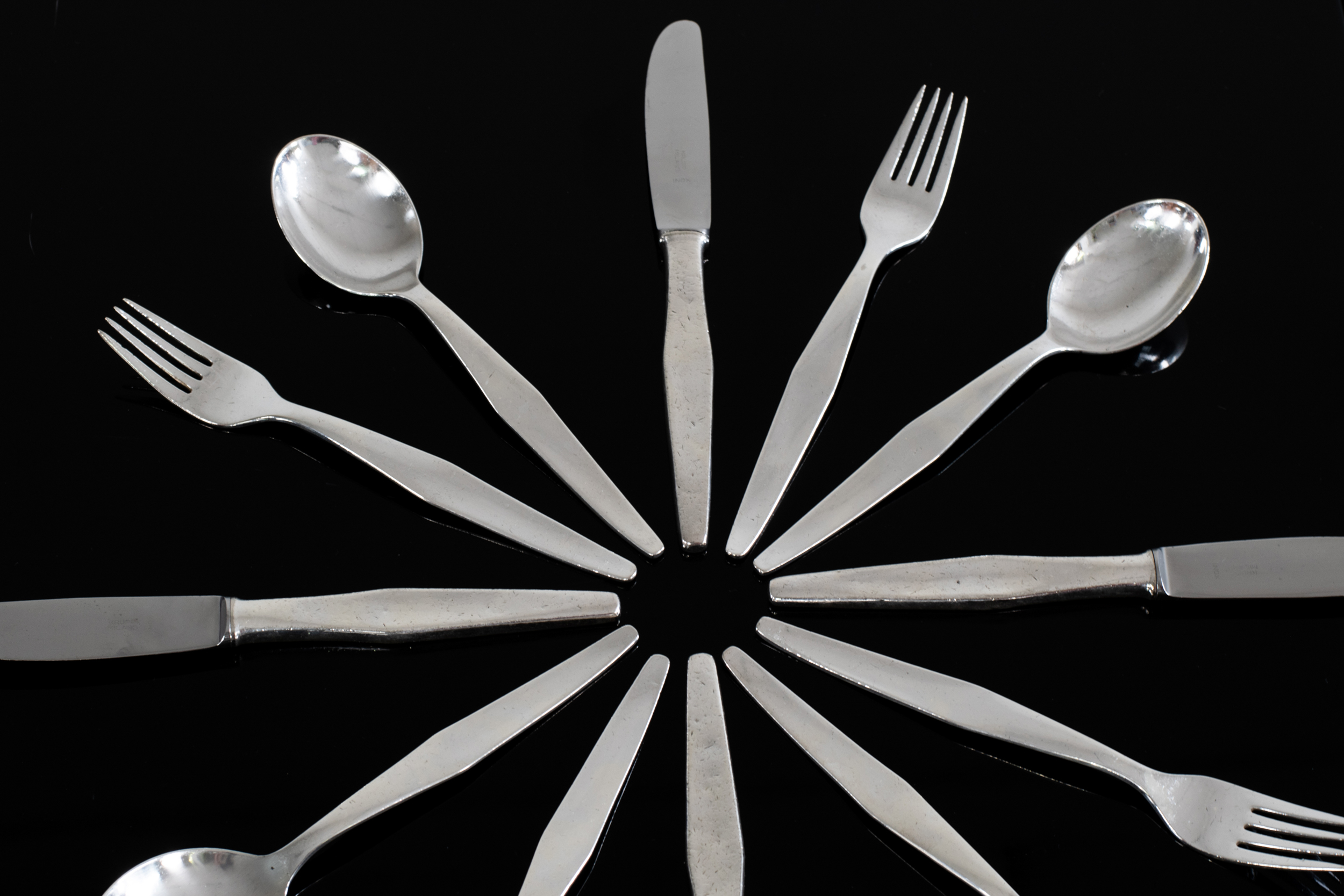 Cutlery set for twelve in nickel silver by Gio Ponti by Krupp