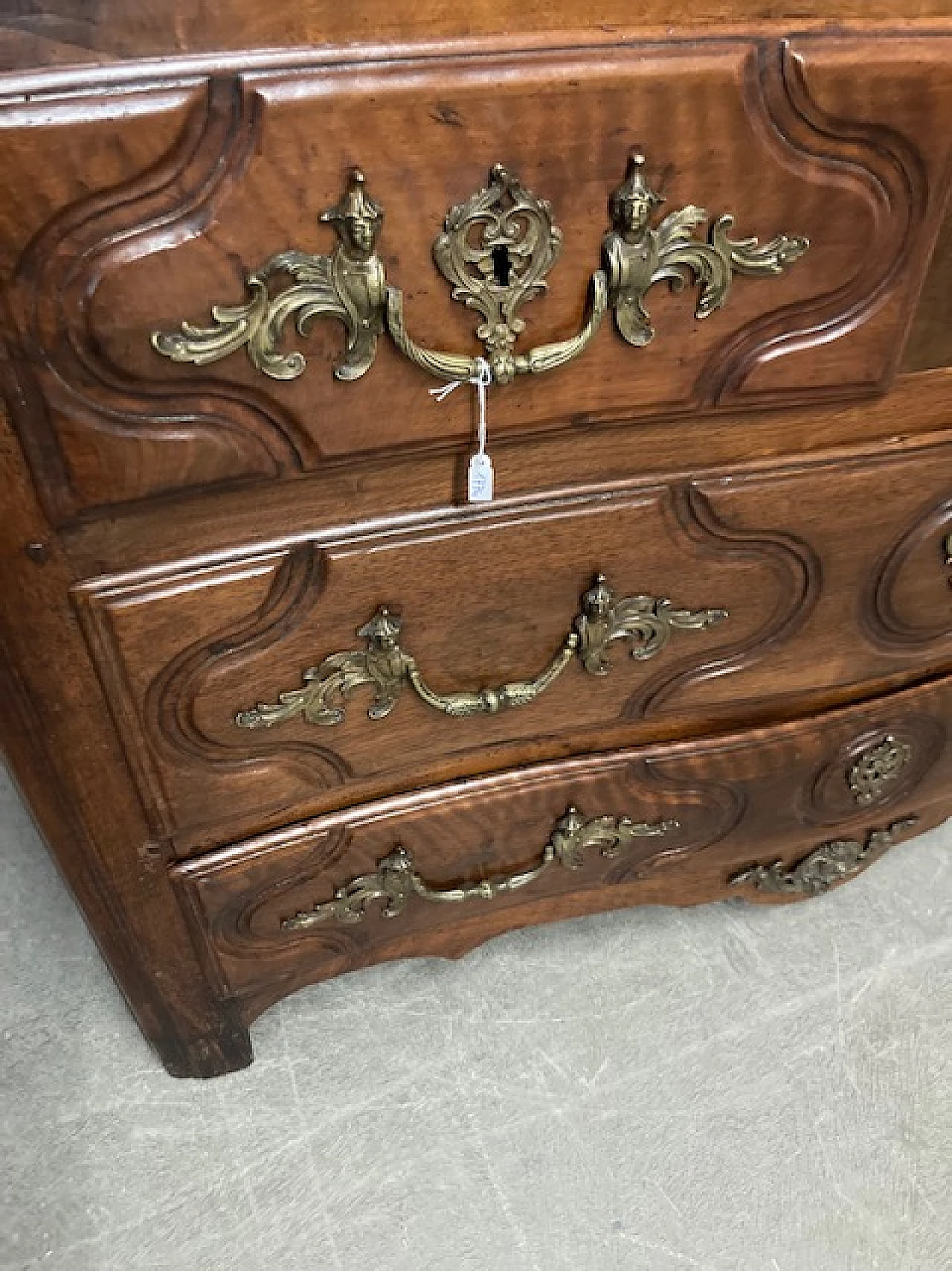 Louis XVI solid walnut dresser with bronze handles, late 18th century 2