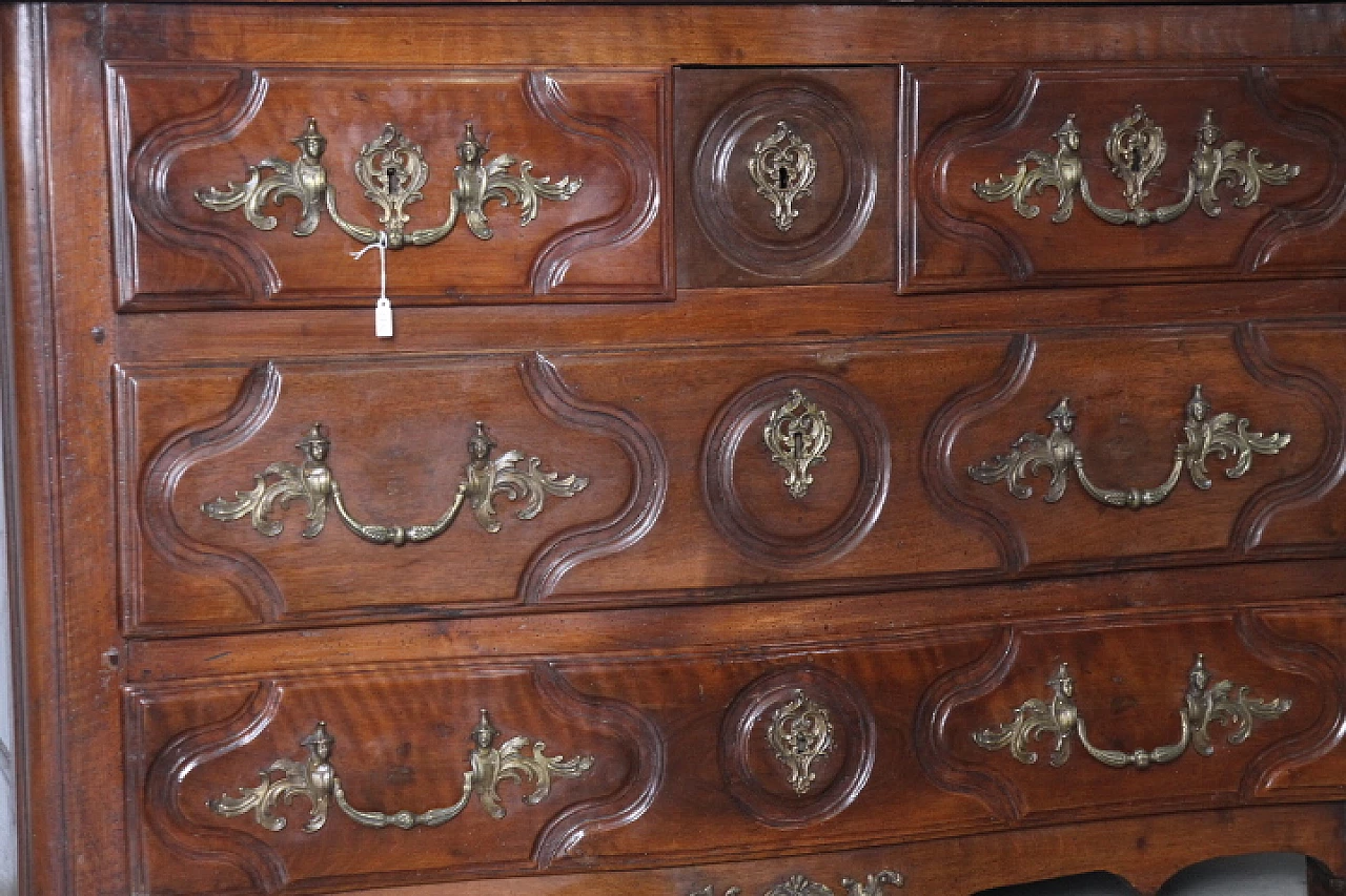 Louis XVI solid walnut dresser with bronze handles, late 18th century 6