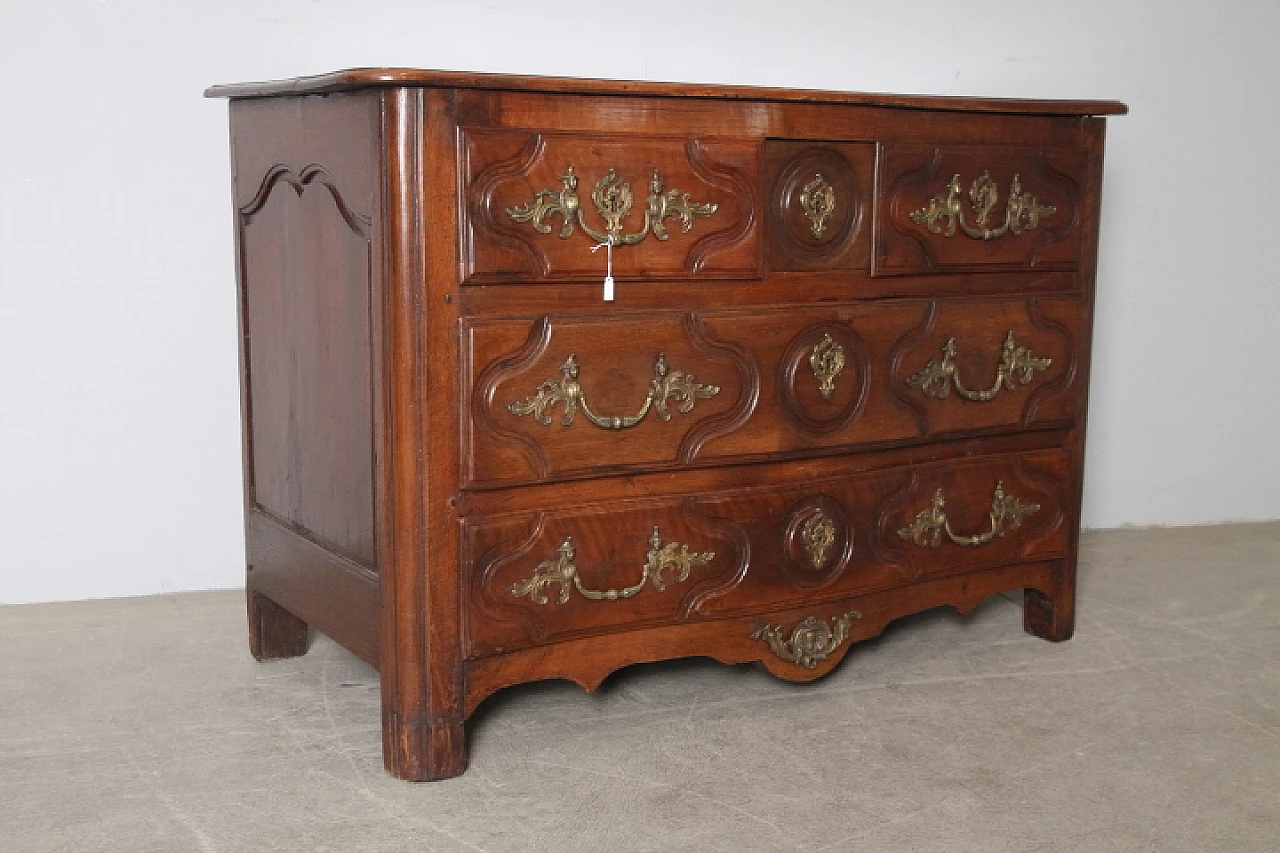 Louis XVI solid walnut dresser with bronze handles, late 18th century 7