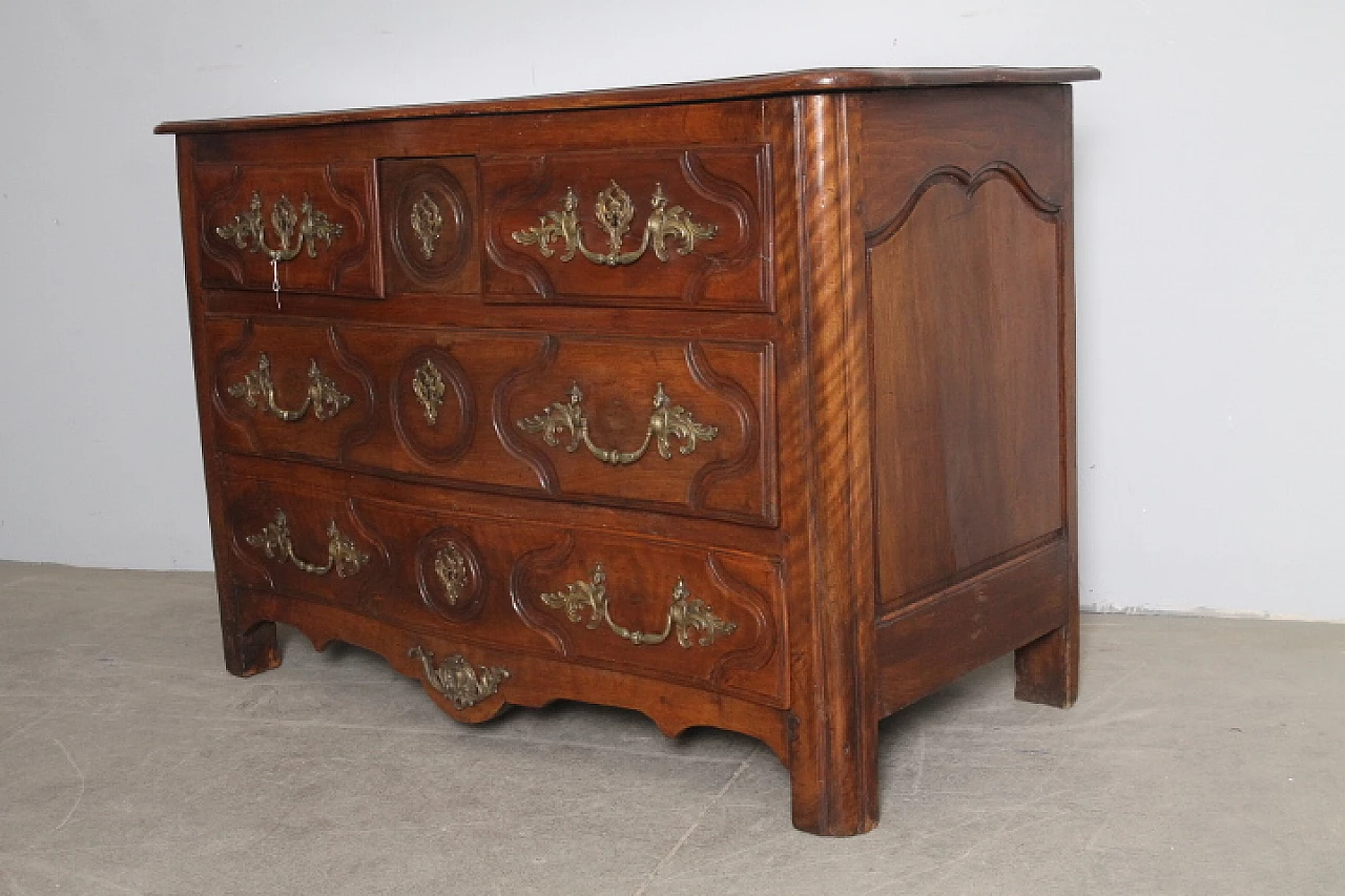 Louis XVI solid walnut dresser with bronze handles, late 18th century 14