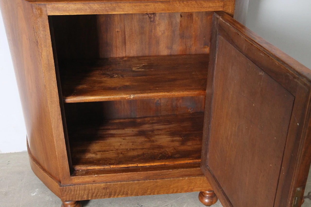 Credenza Luigi Filippo in noce massello con alzata e specchio stondato, metà '800 8